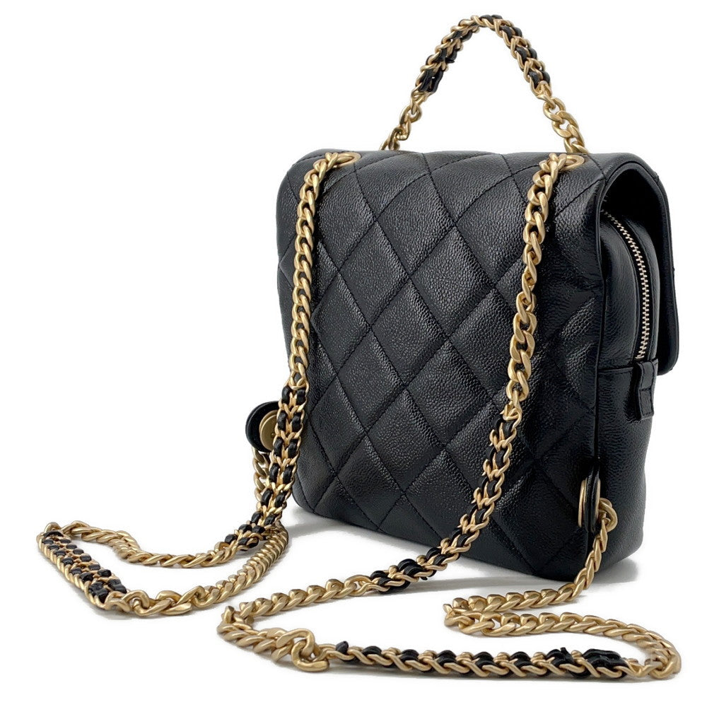 CHANEL Matelassé Sac à dos Chaîne Noir AS3108 Cuir Caviar