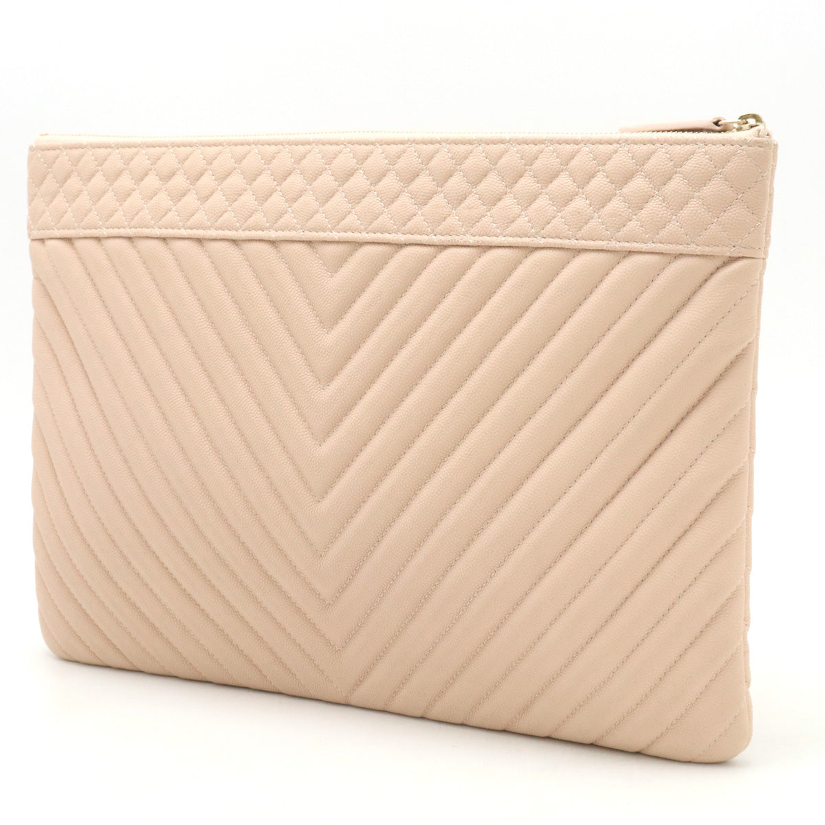 Chanel Chevron Caviar Clutch Rosa