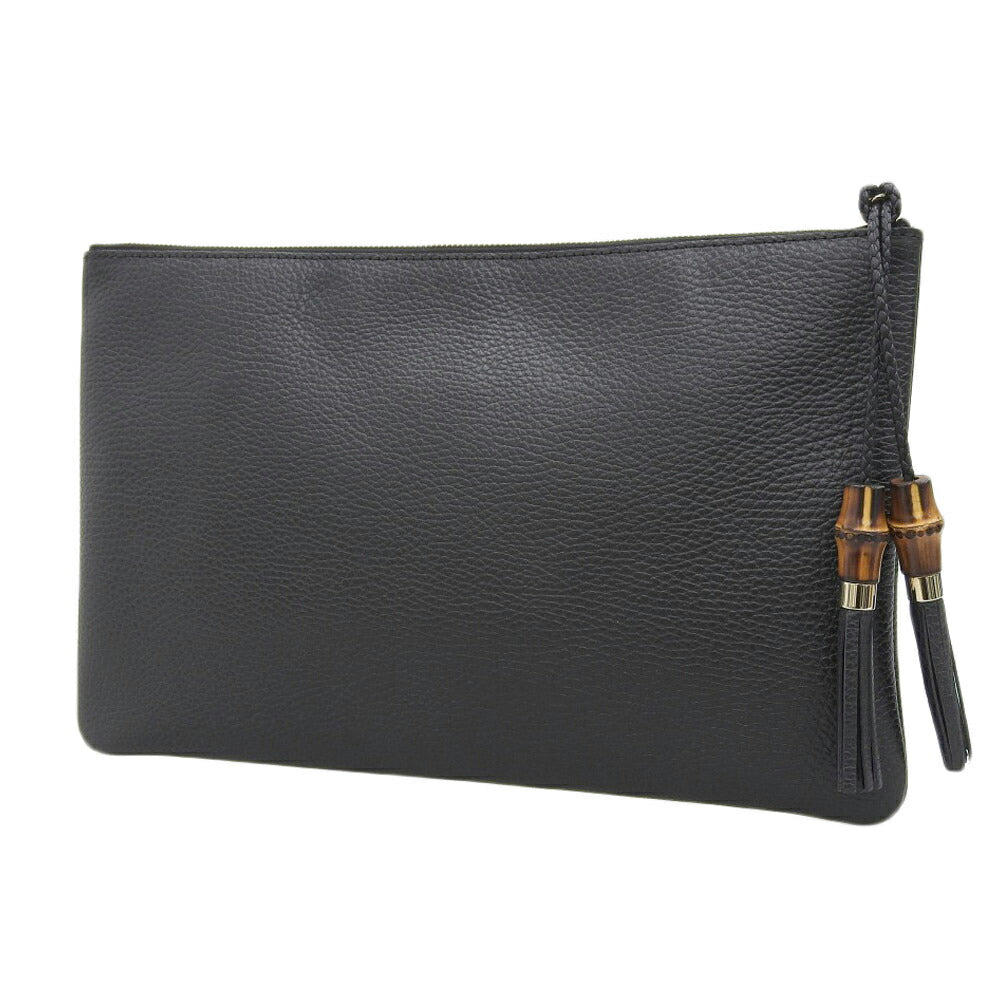 Gucci Bamboo Leather Clutch Bag Black - Product Image 2