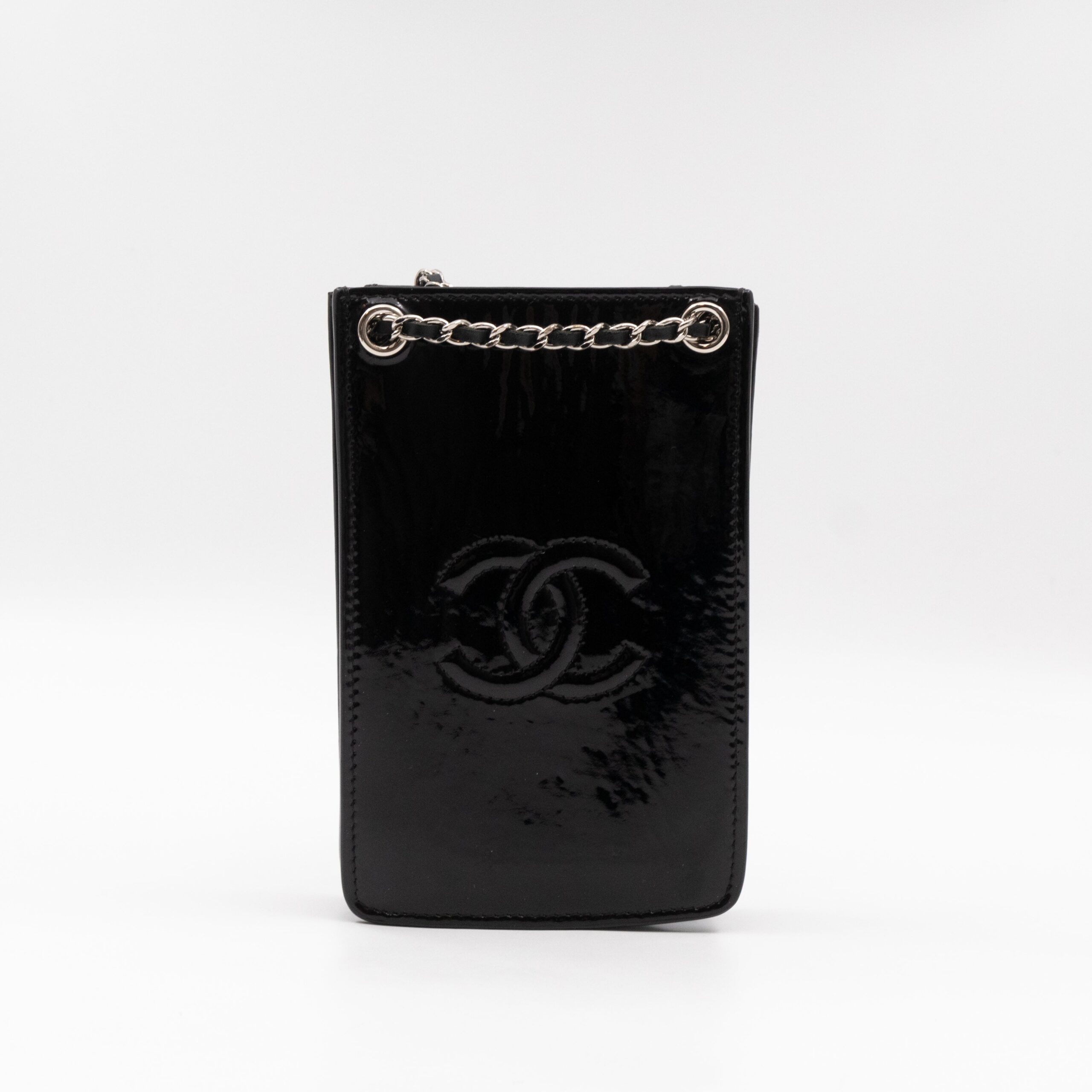 CC Phone Holder Crossbody Bag Black Patent Leather - Product Image 2