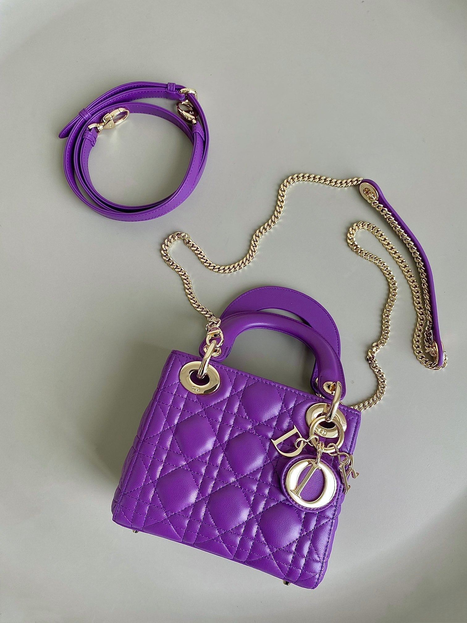 LADY 17 IN VIOLET PURPLE LAMBSKIN WITH CANNAGE PATTERN - Image du produit 2