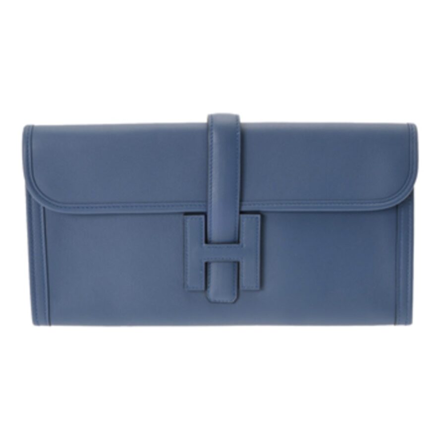 Hermes Blue Agate Swift Leather Clutch Bag ( ) | Studio Nafay