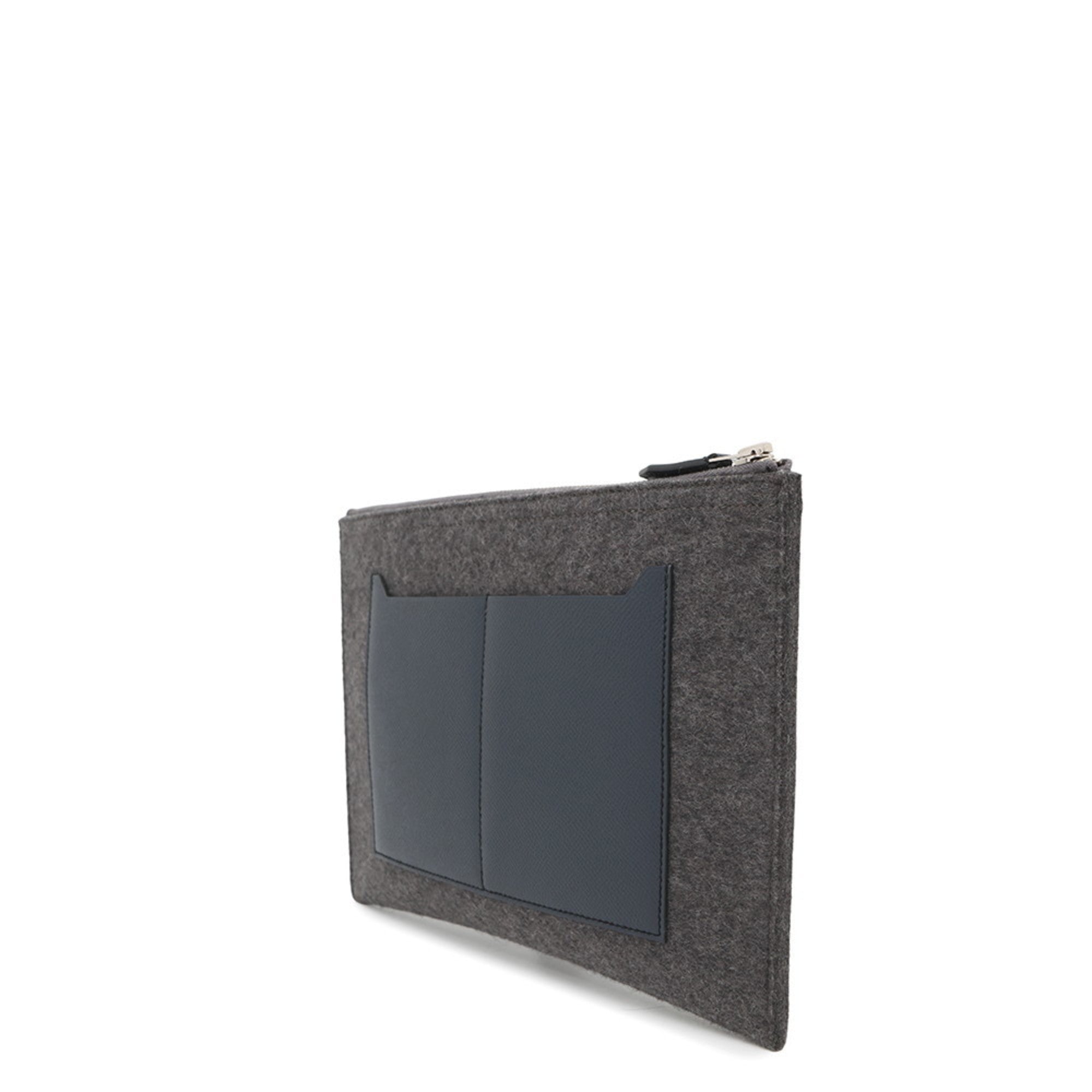 Hermes Grau Marineblau Filz Epsom Kalbsleder Clutch ( )