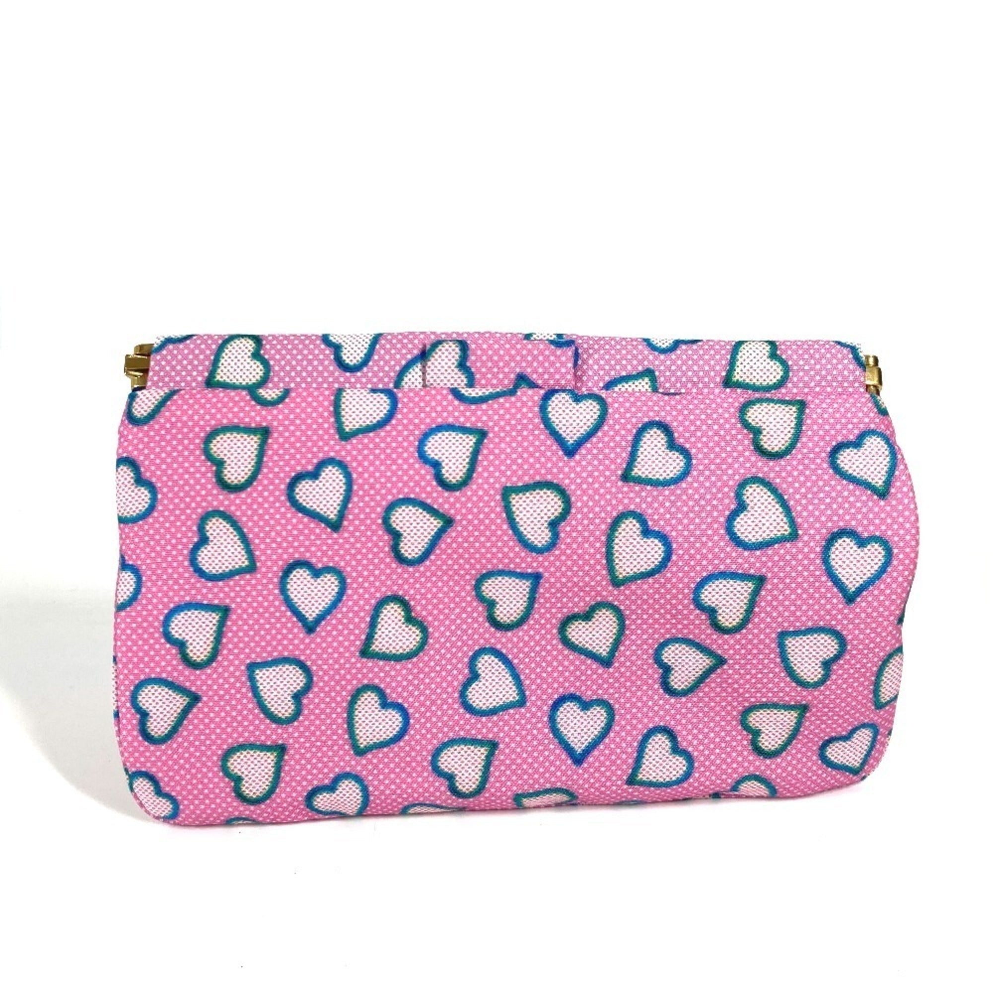 Miu Miu Blue Pink Nylon Leather Clutch Bag Pouch ( )
