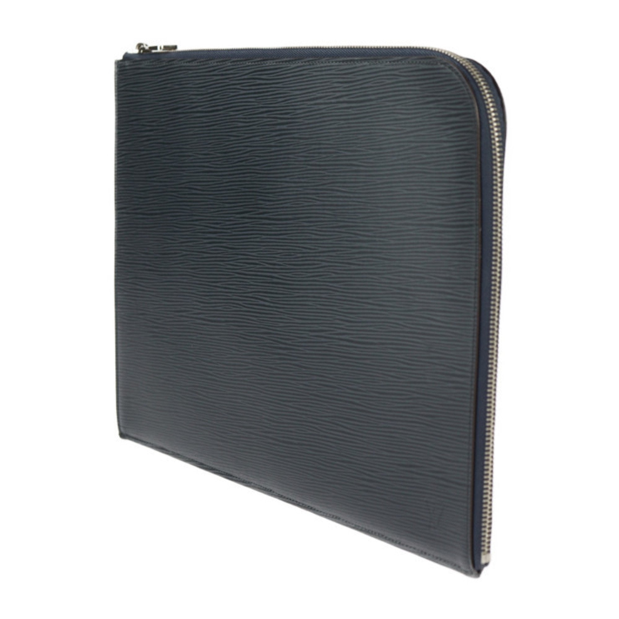 Louis Vuitton Navy Blue Leather Clutch Bag Handbag Pochette Pouch ( )