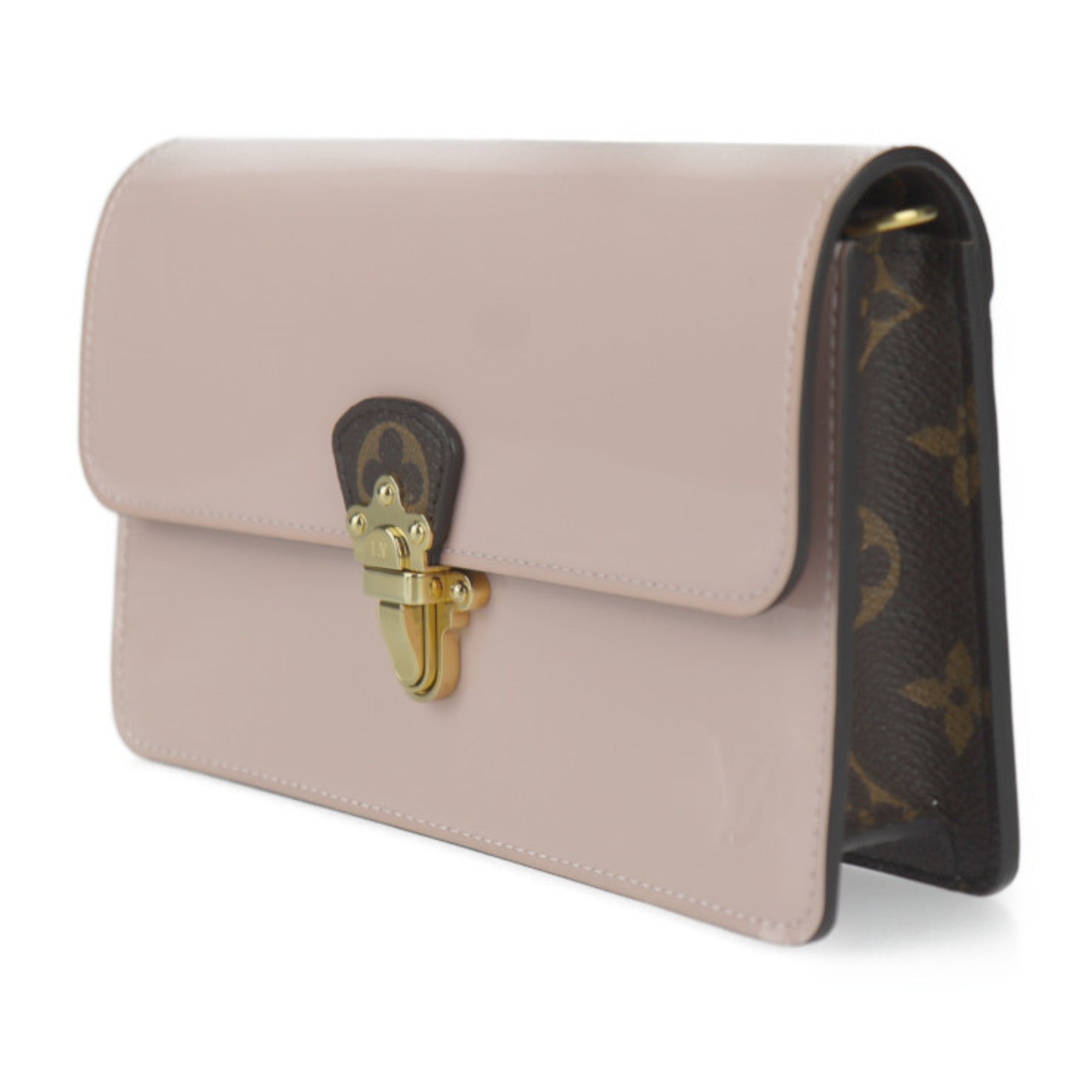 Louis Vuitton Brown Rose Ballerine Patent Leather Monogram Clutch Bag Pochette Shoulder Bag ( )