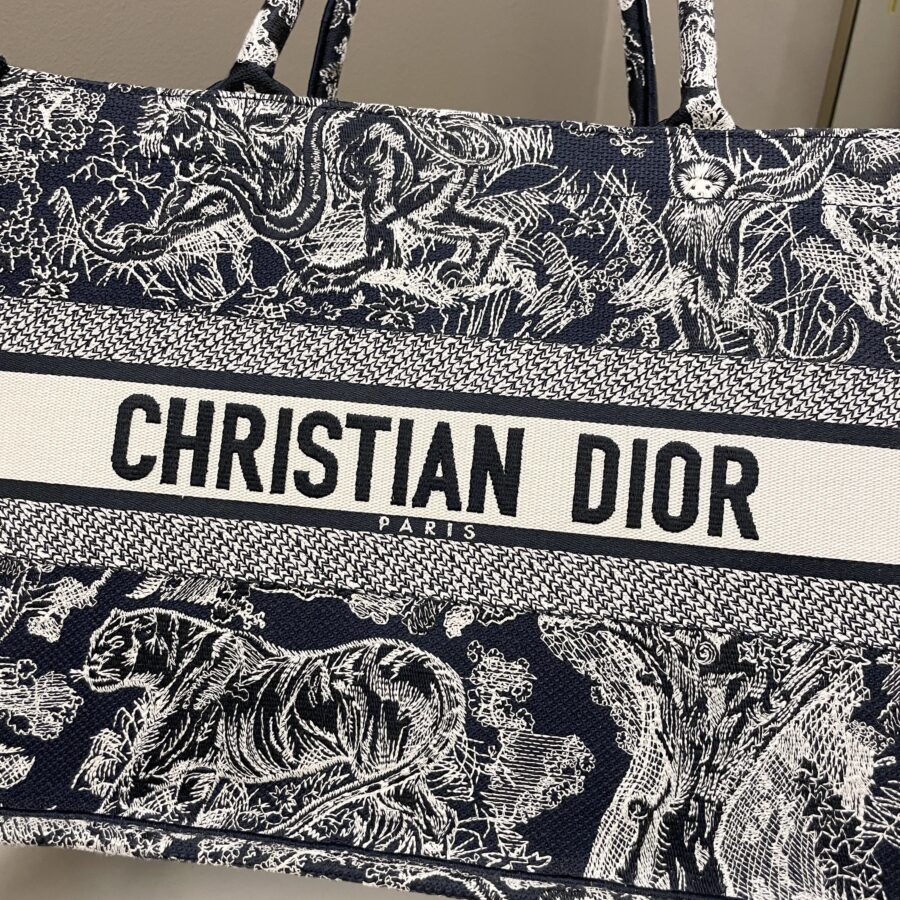 Dior Toile de Jouy Reverse Book Tote Blue / Ecru Embroidery | Studio Nafay