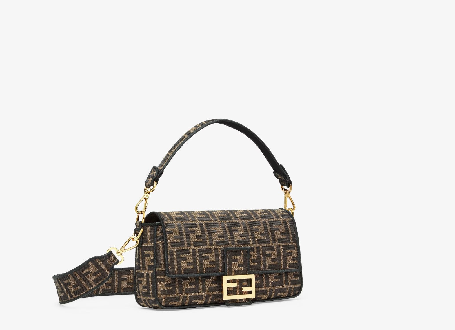 FENDI FF MEDIUM JACUARD BAGUTTE BAG TOBACCO - Product Image 2