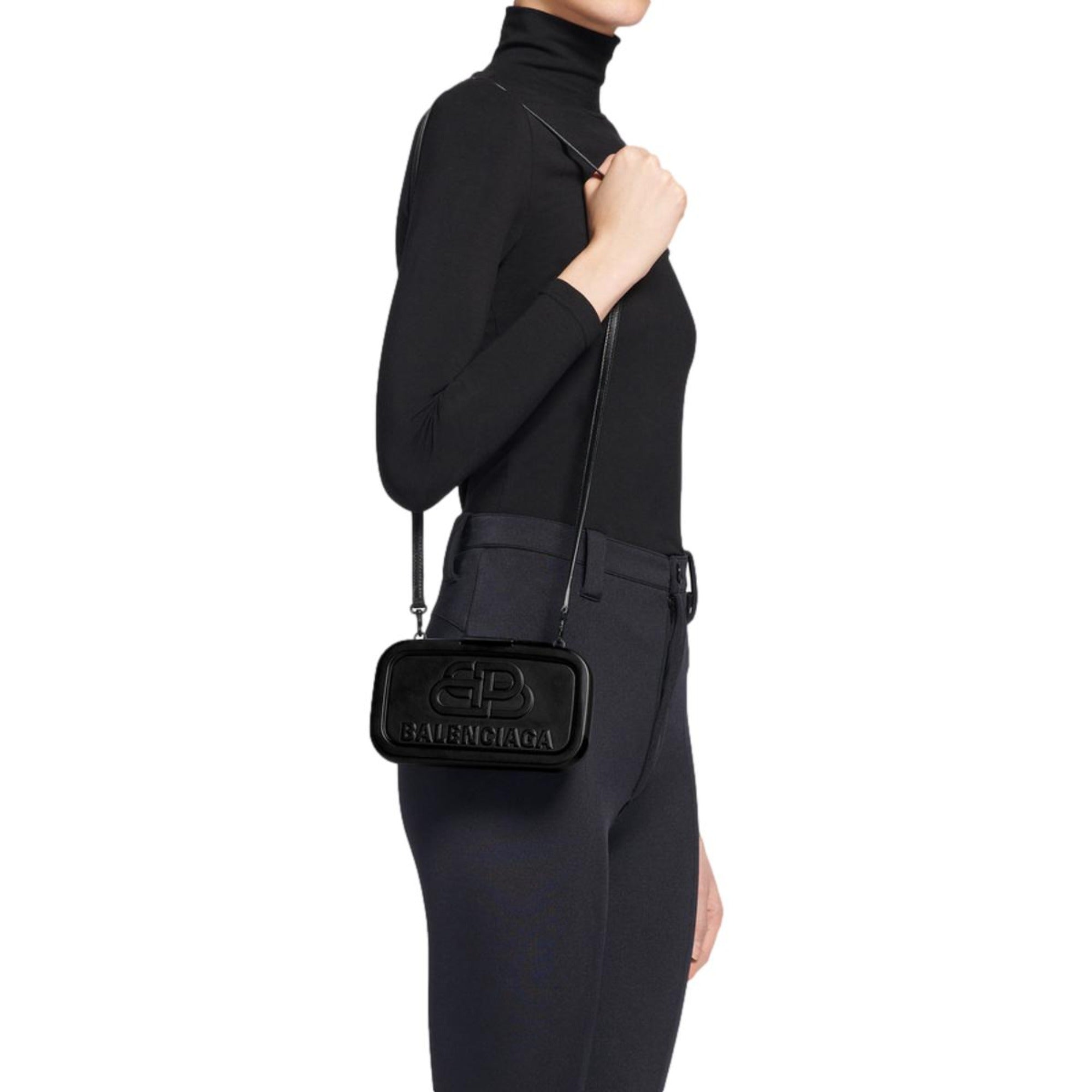 Balenciaga Lunch Box Bolso de hombro pequeño negro
