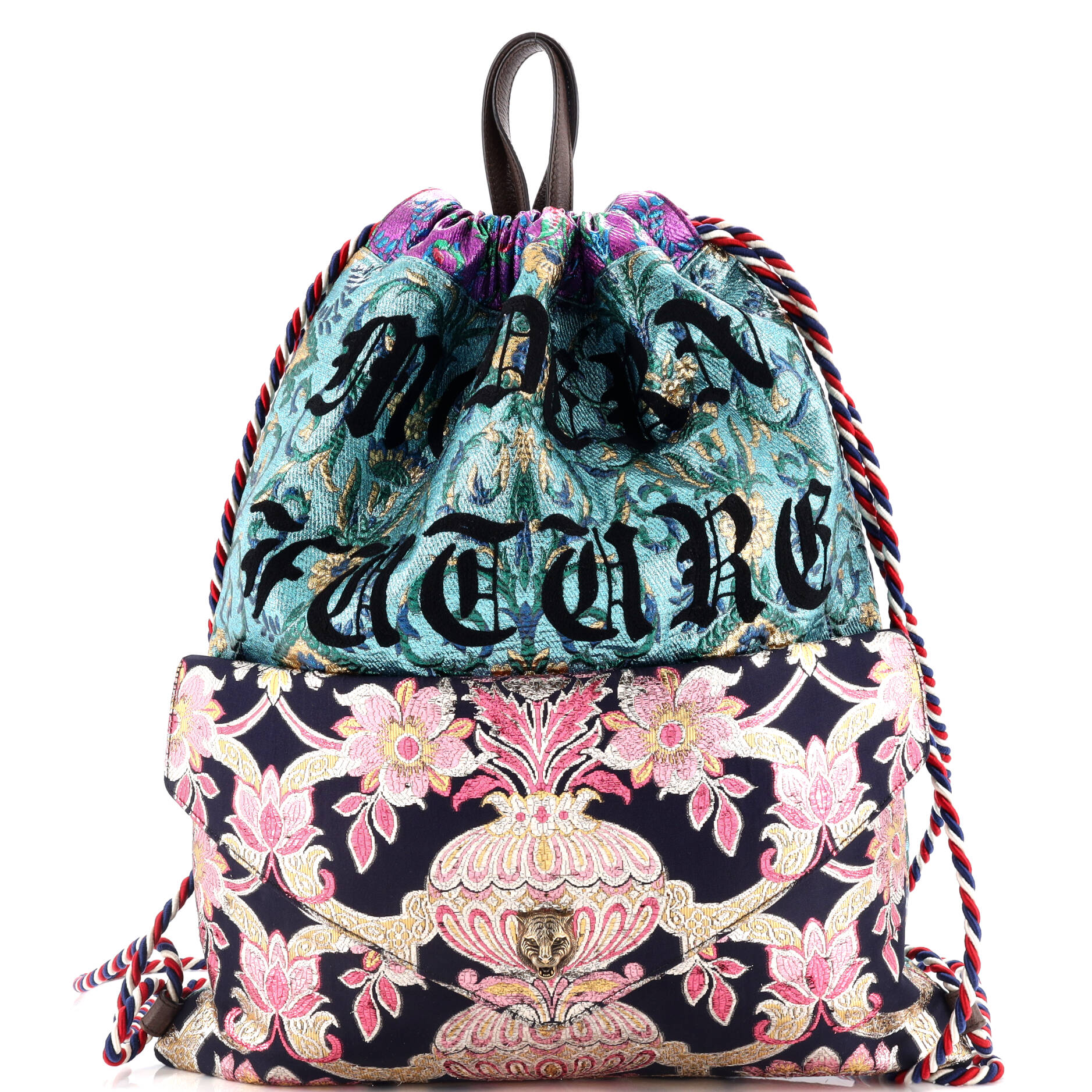 Gucci Drawstring Backpack Brocade Large