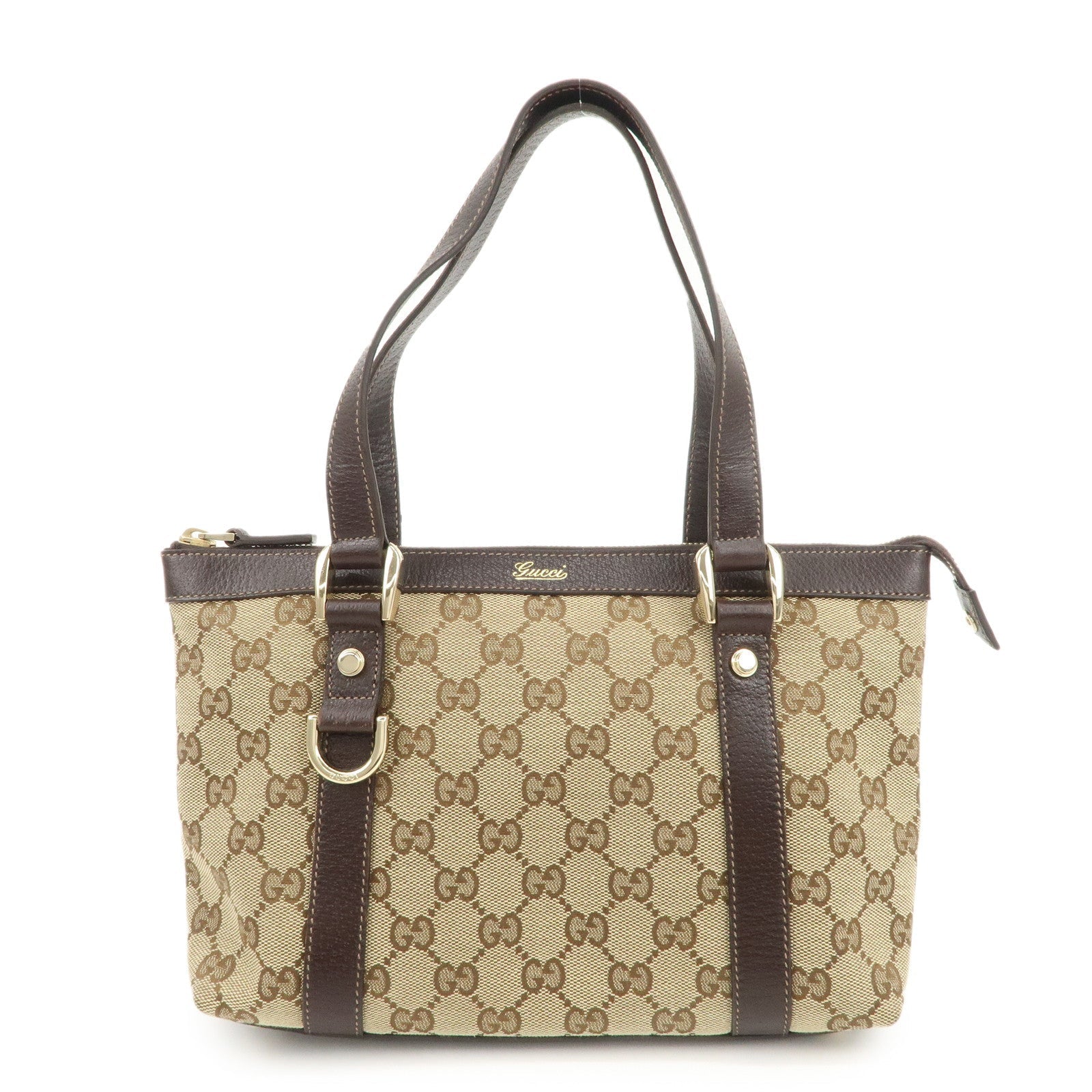 GUCCI Abbey GG Canvas Leather Tote Bag Beige Dark Brown 141471 - Imagen del producto 2