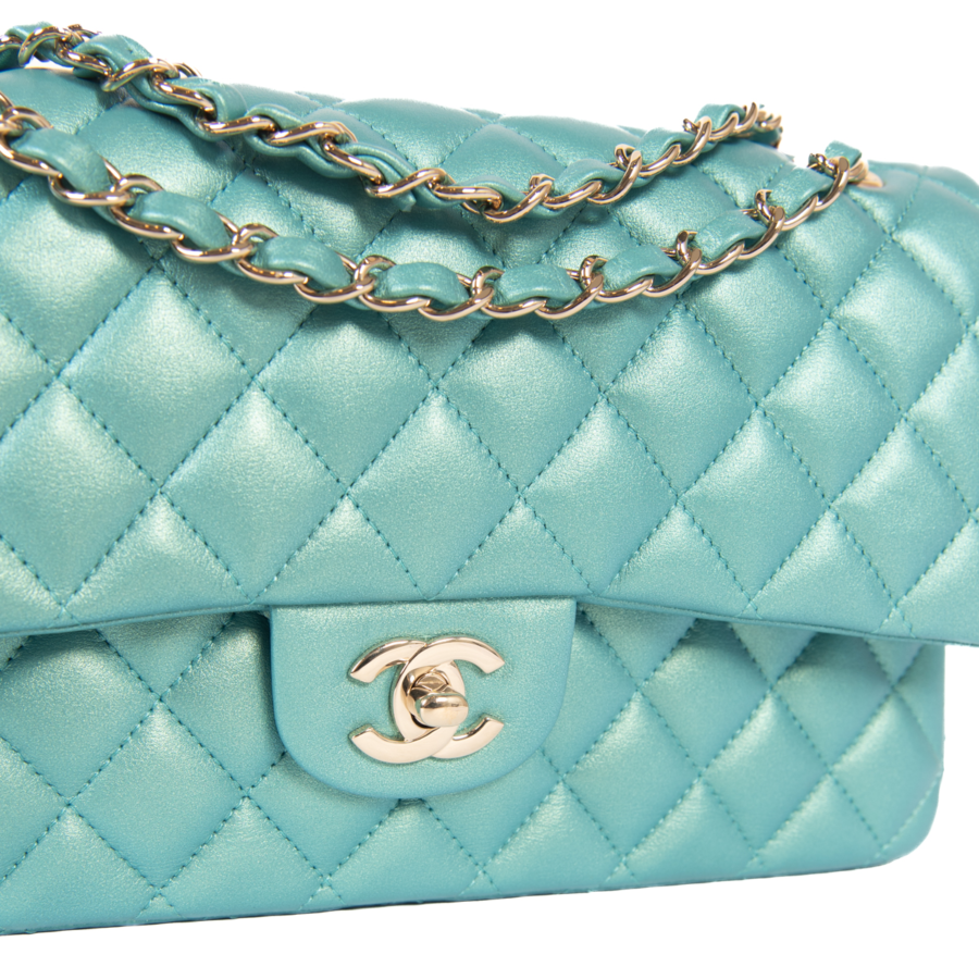 Chanel Medium Classic Double Flap in Iridescent Green | Studio Nafay