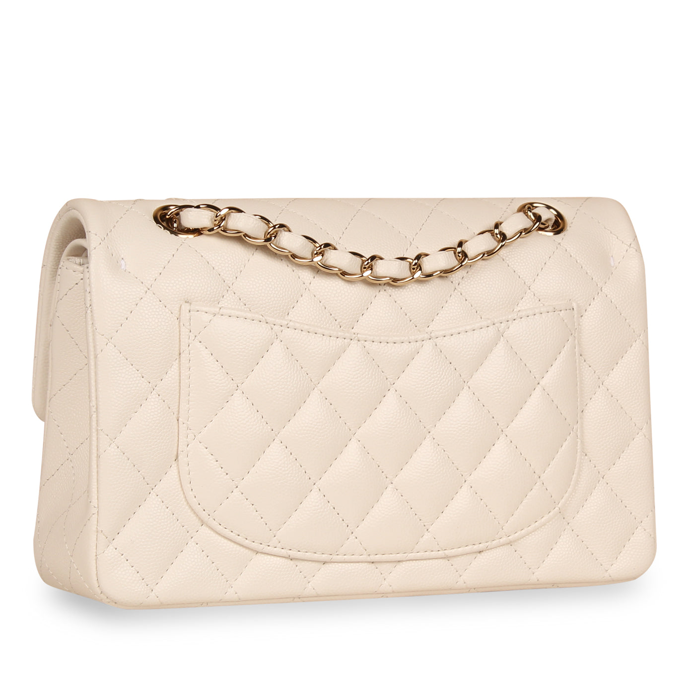 Classic Flap Bag – Small White Caviar