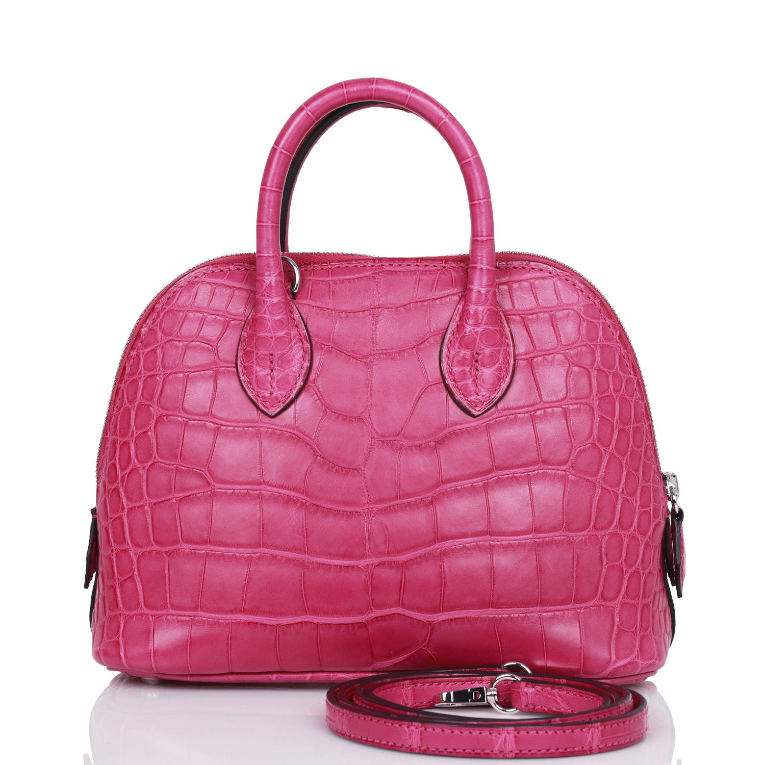 Hermes Bolide Mini Rose Scheherazade Matte Alligator Herrajes de paladio