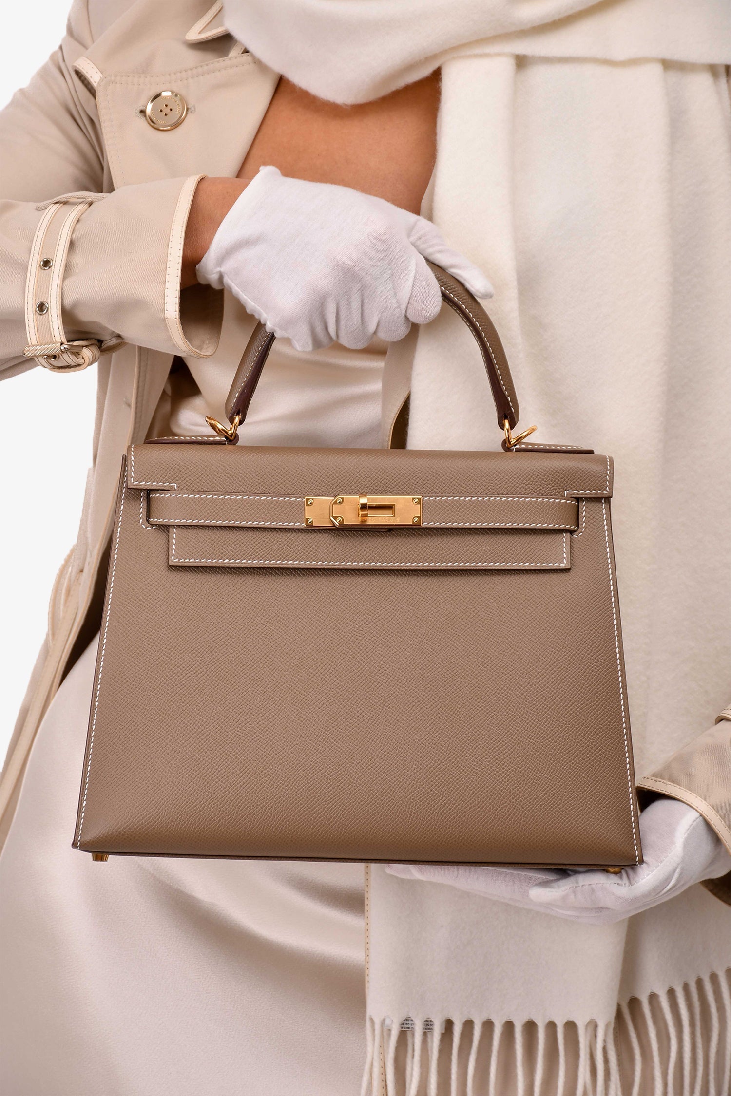 Hermès Etoupe Epsom Leather Kelly 28