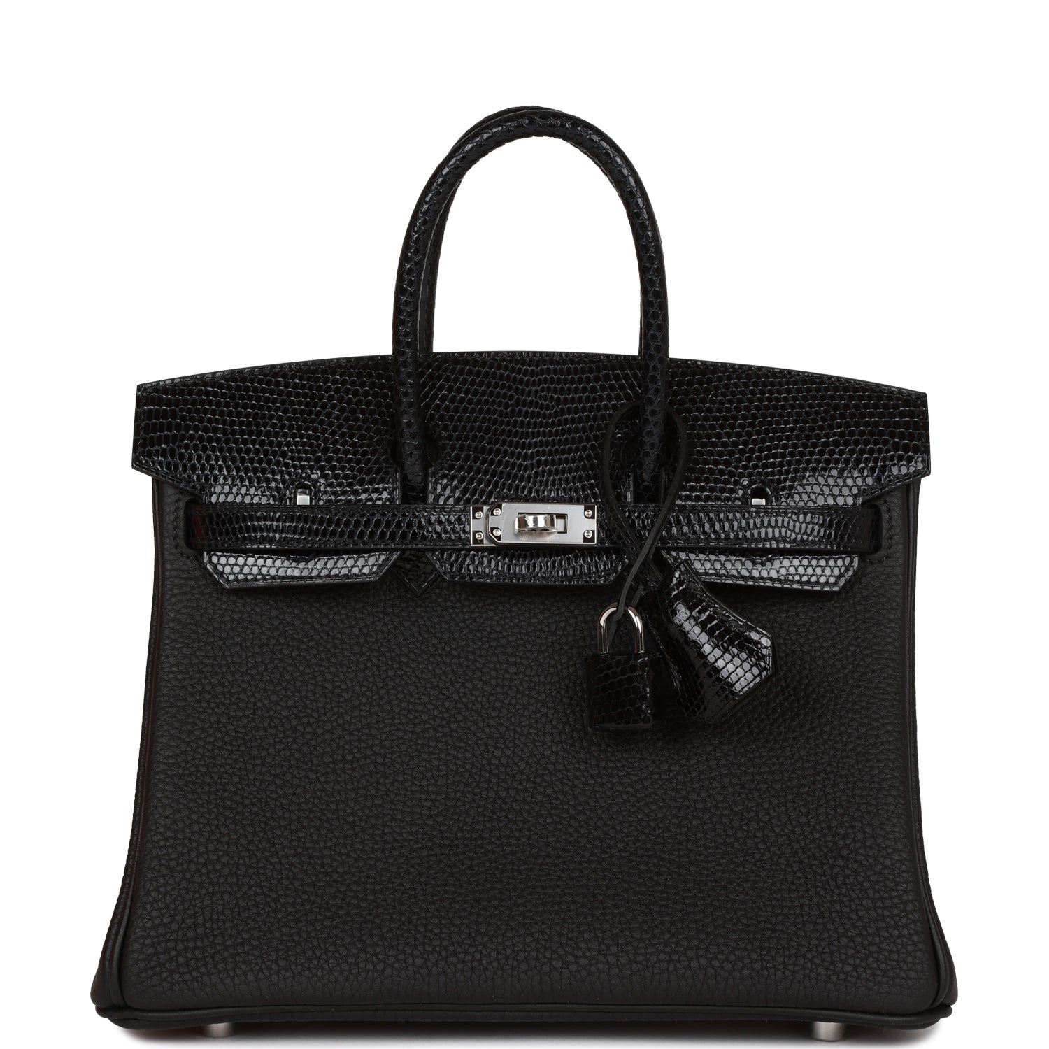 Hermes Birkin 25 Black Lizard and Togo Touch Quincaillerie palladium