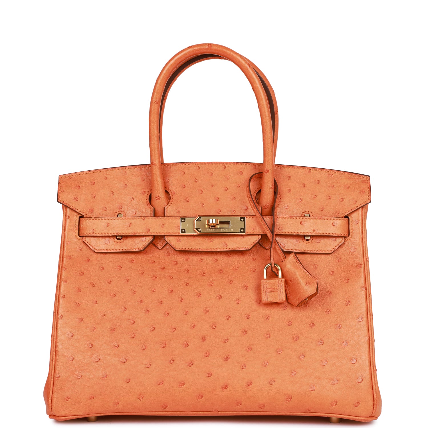 Hermes Birkin 30 Abricot Ostrich Hardware in oro