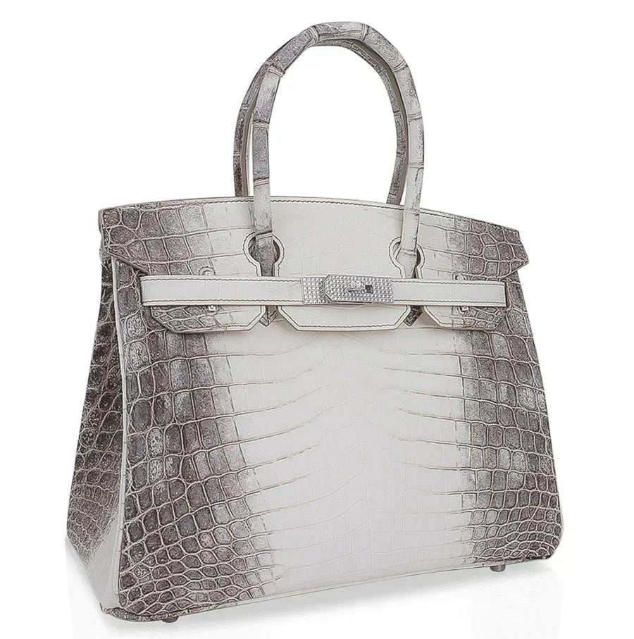 Hermes Birkin 30 Sac à main Diamond Himalayan Himalaya Handmade Blanc Crocodile Blanc Quincaillerie or