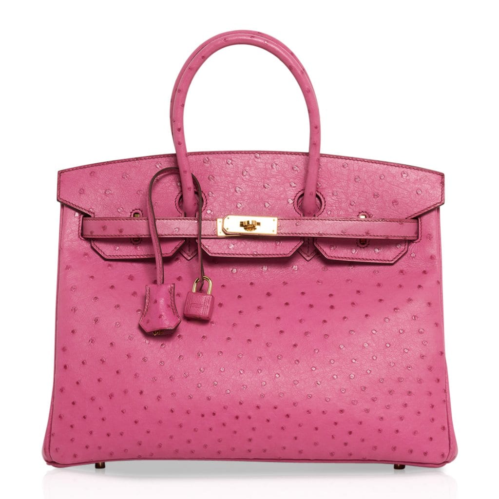 Hermes Birkin 35 Sac Fuchsia Autruche Quincaillerie dorée