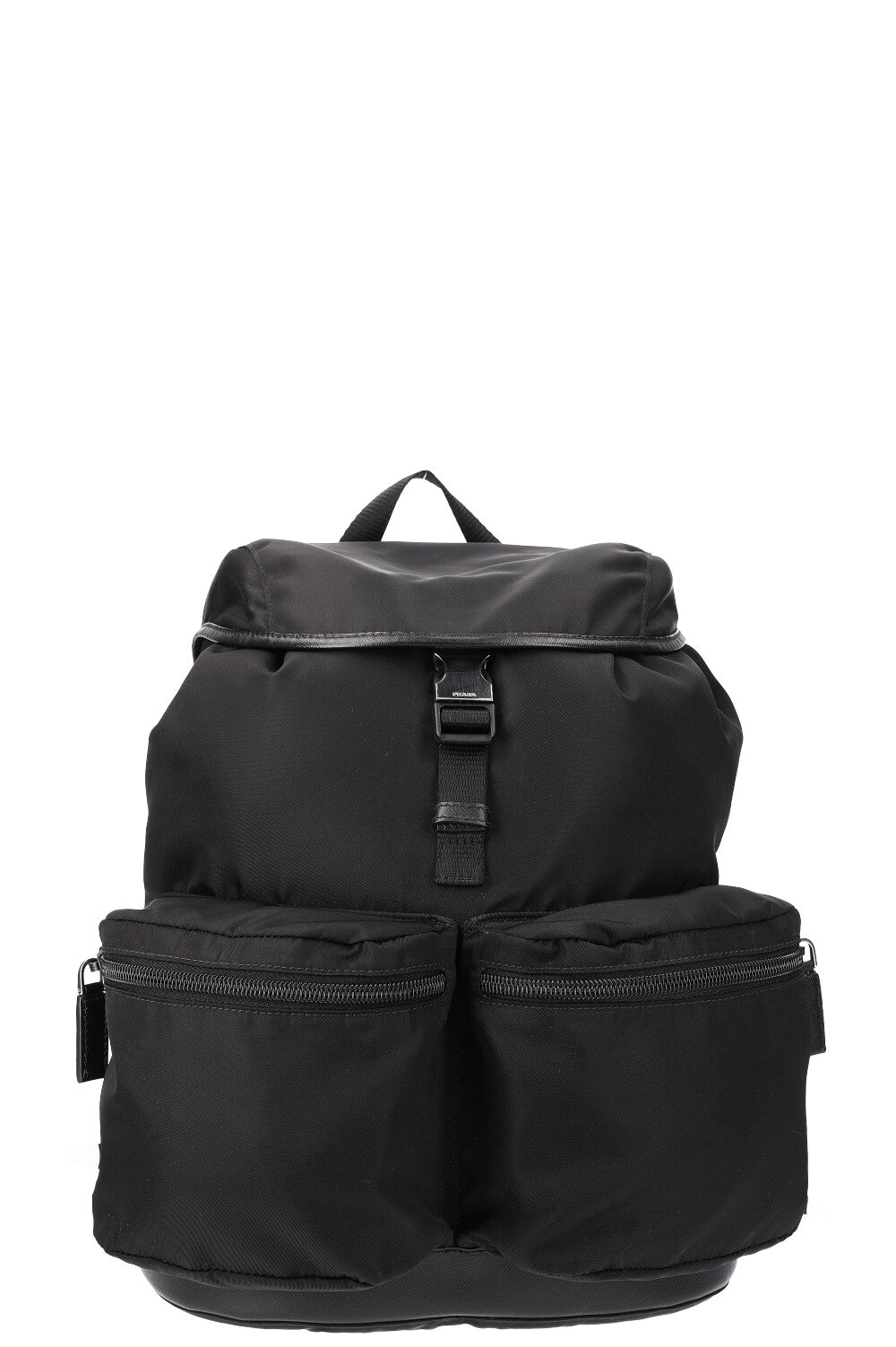 PRADA Zaino in Nylon Nero con Argento