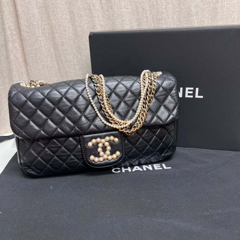 Chanel Classic Black Quilted Leather Shoulder Bag | Studio Nafay