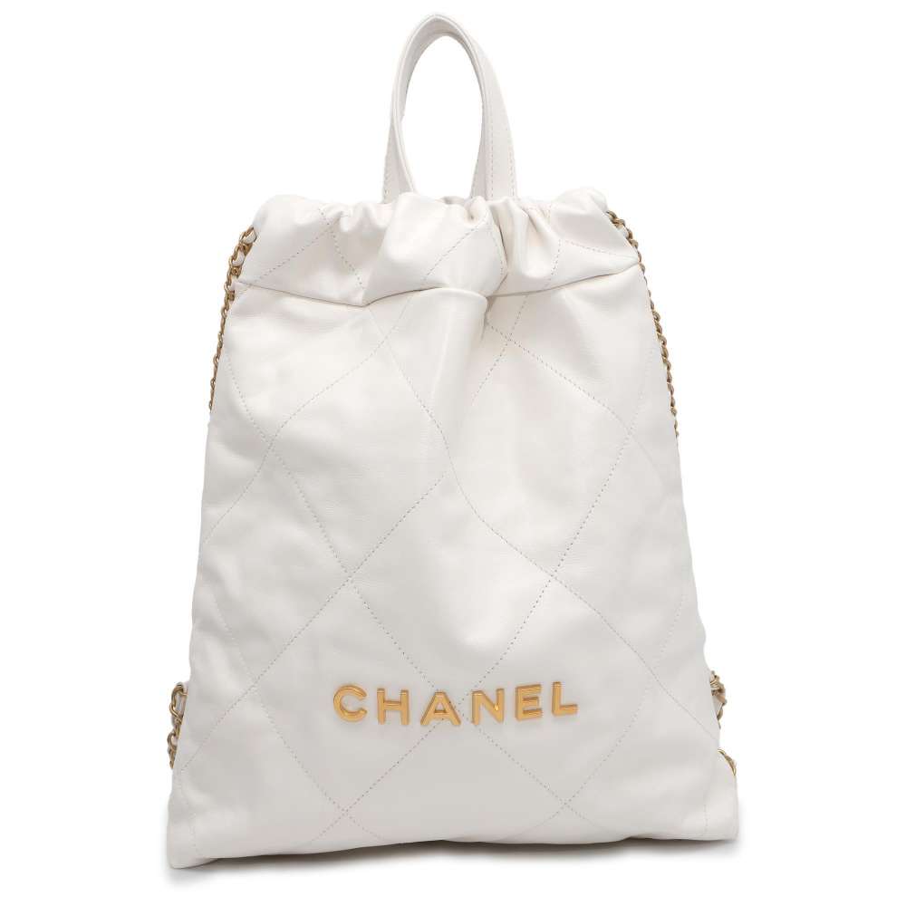 CHANEL CHANEL22 Backpack White Calf Leather