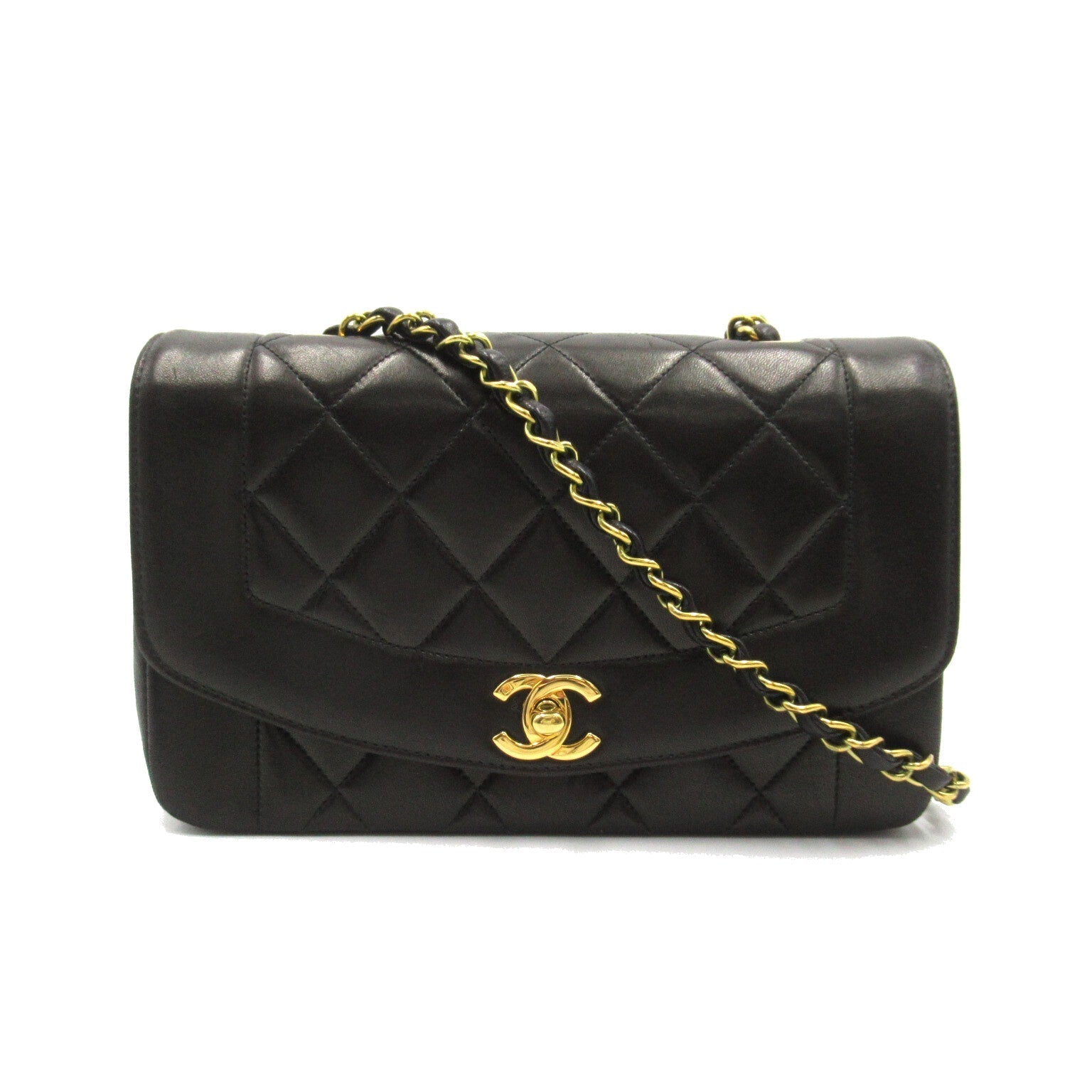 Chanel Chanel Diamond Chain Shoulder Shoulder Bag Black Ladies Diamond Chain Shoulder
