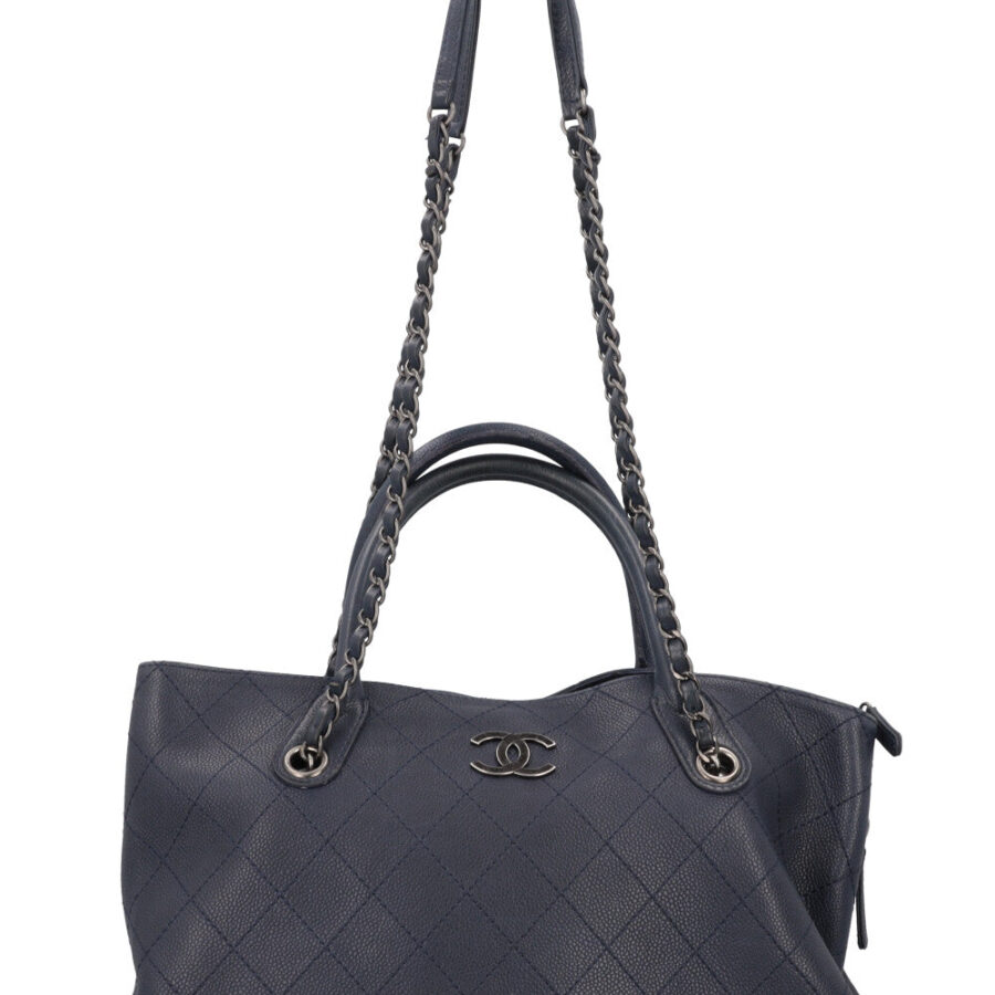 CHANEL CC Tote Shoulder Bag Caviar Blue | Studio Nafay