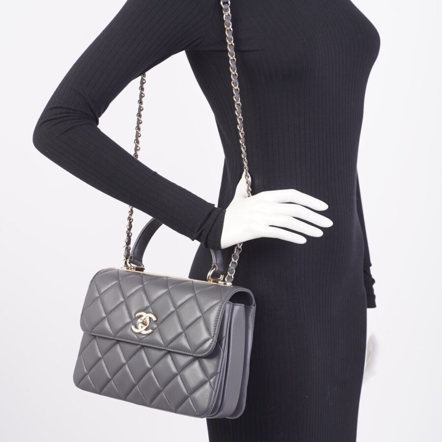 Chanel CC Trendy Bag Grey Lambskin Leather Small | Studio Nafay