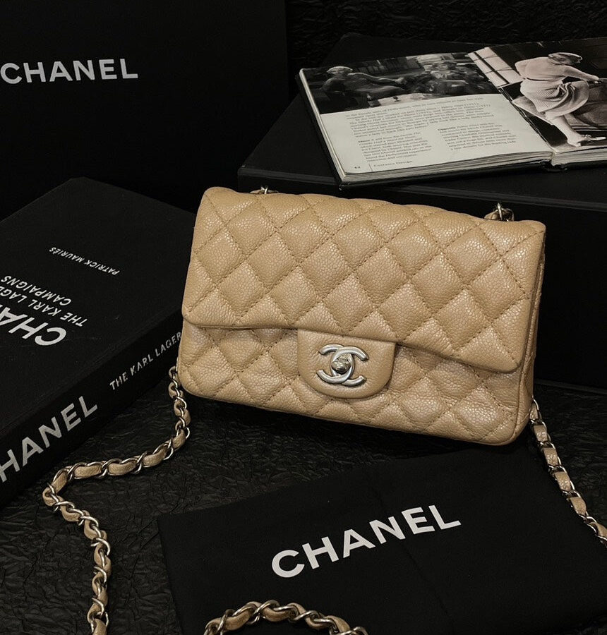 Chanel Caviar Flap Bag Beige Quilted Shoulder Bag | Studio Nafay