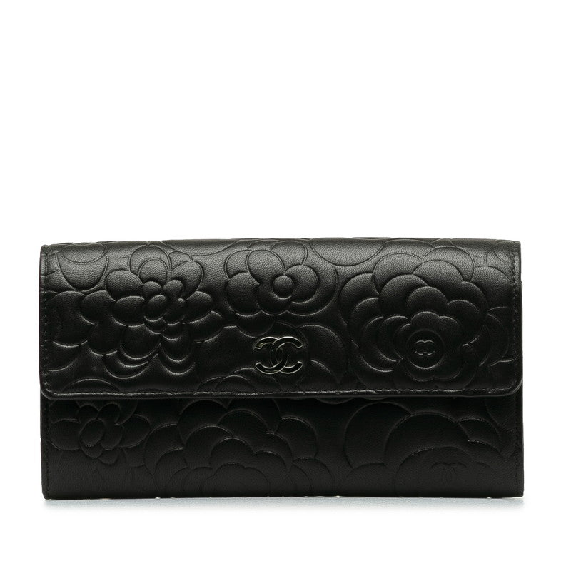 CHANEL CAMERIA COCOMARK Long Wallet Black CHANEL