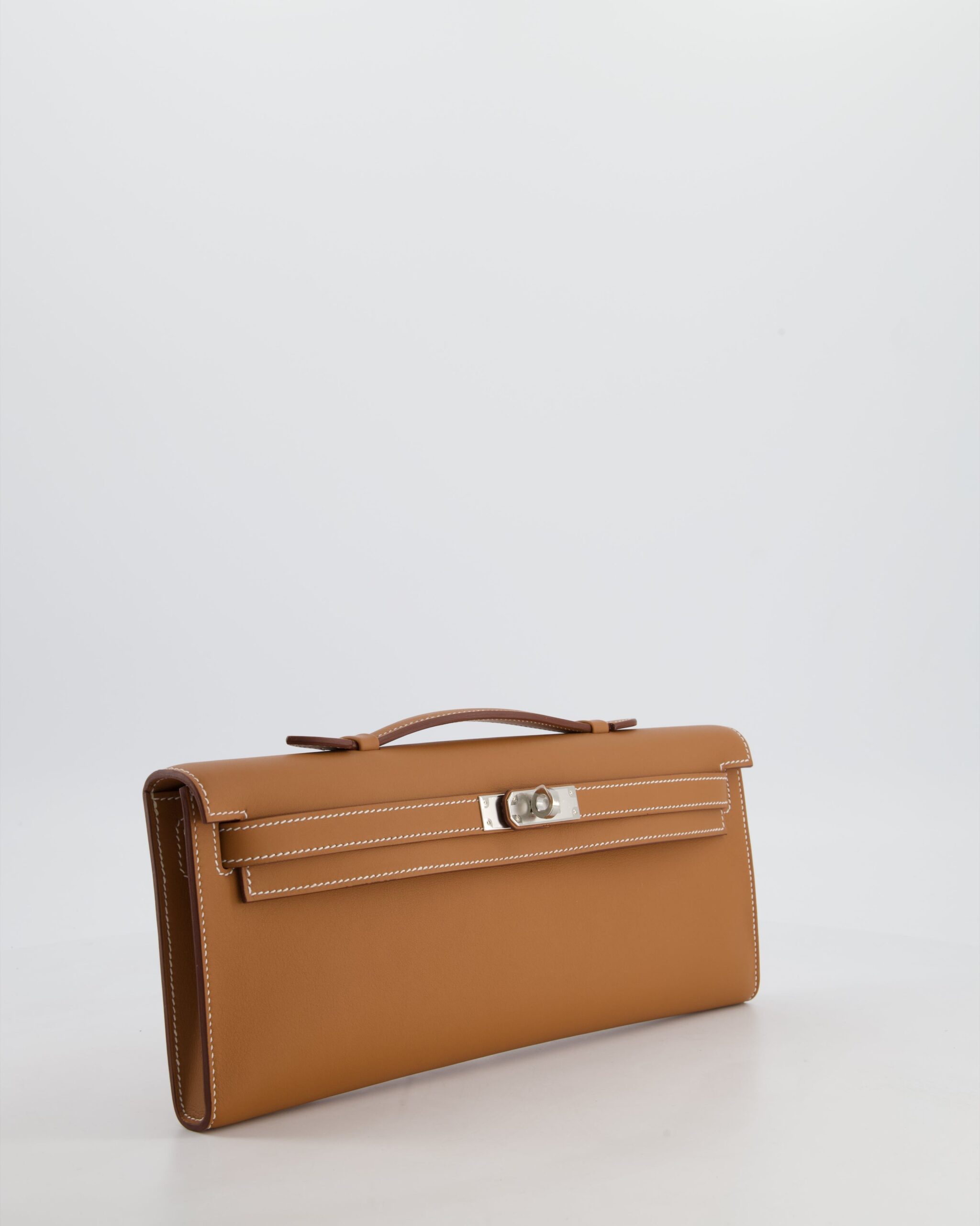 Hermes Kelly Cut Bag in Gold Swift Leather with Palladium Hardware