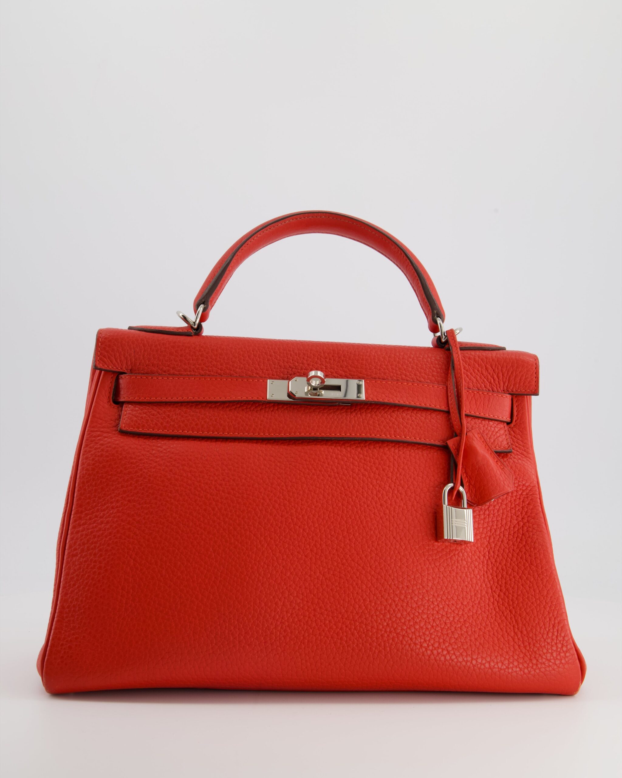 Hermes Kelly 32 Retourne Bag in Geranium Togo Leather and Palladium Hardware