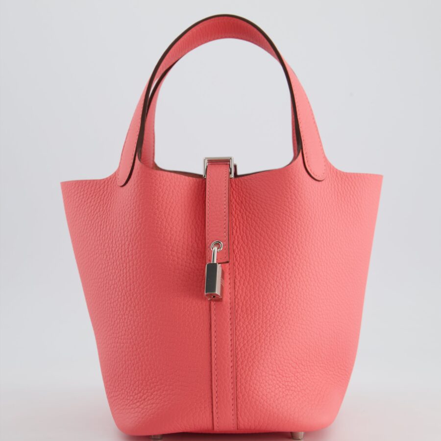 *HOT* Hermes Picotin Lock سلة التسوق 18cm in Rose Azalee Clemence Leather with Palladium Hardware | Studio Nafay