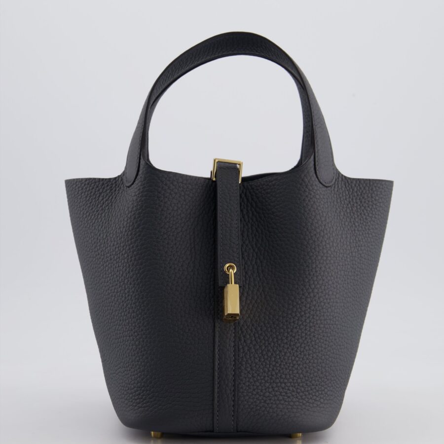 *HOT* Hermes Picotin Lock 18 سلة التسوق in Gris Misty Clemence Leather with Permabrass Hardware | Studio Nafay