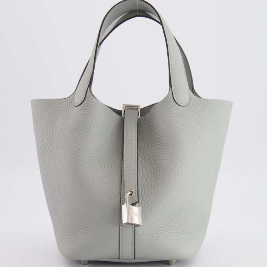 *HOT* Hermes Picotin Lock سلة التسوق 18cm in Bleu Glacier Clemence Leather with Palladium Hardware | Studio Nafay