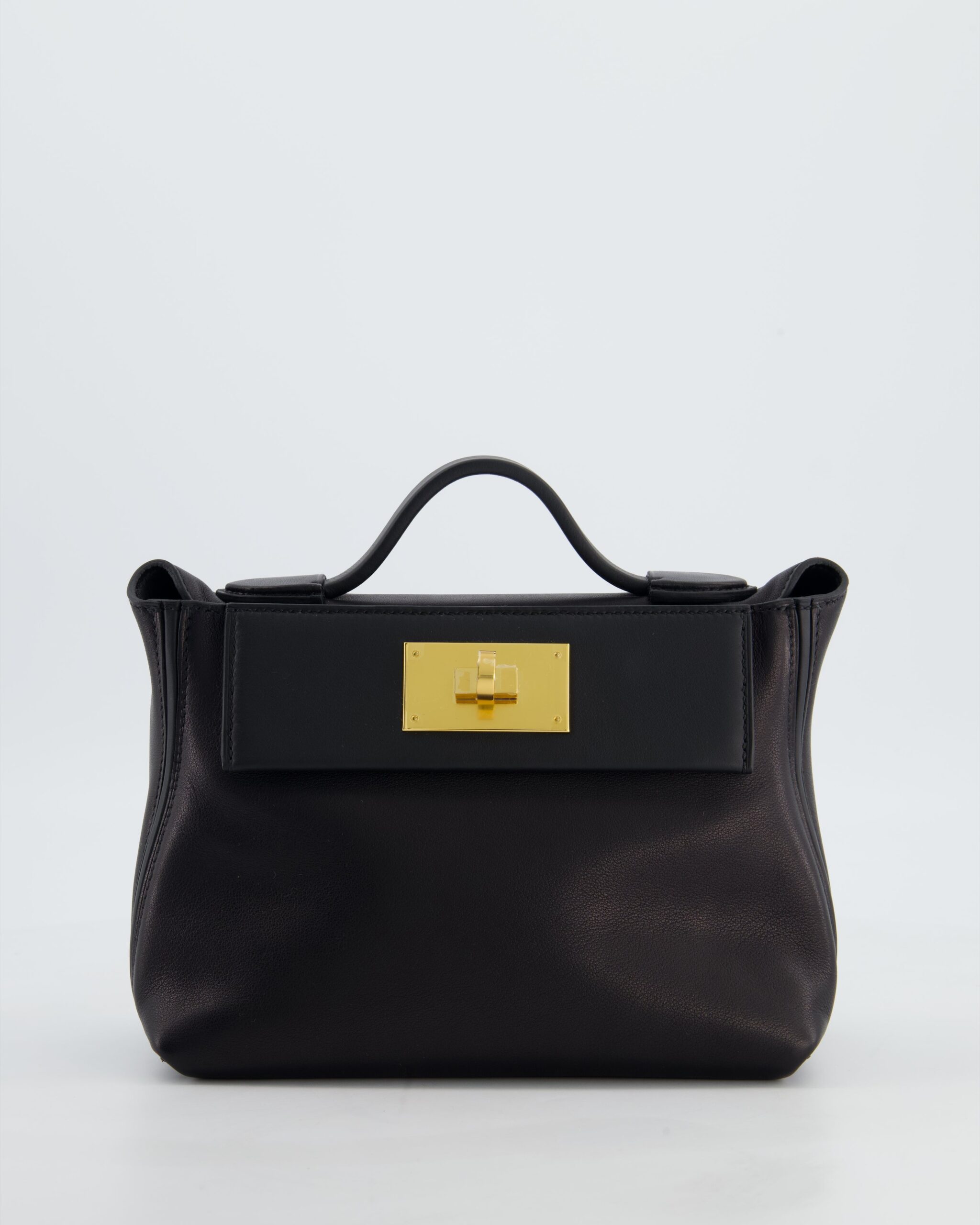 *RARE* Hermes 24/24 21 Bag in Noir Volupto and Noir Swift Leather with Gold Hardware