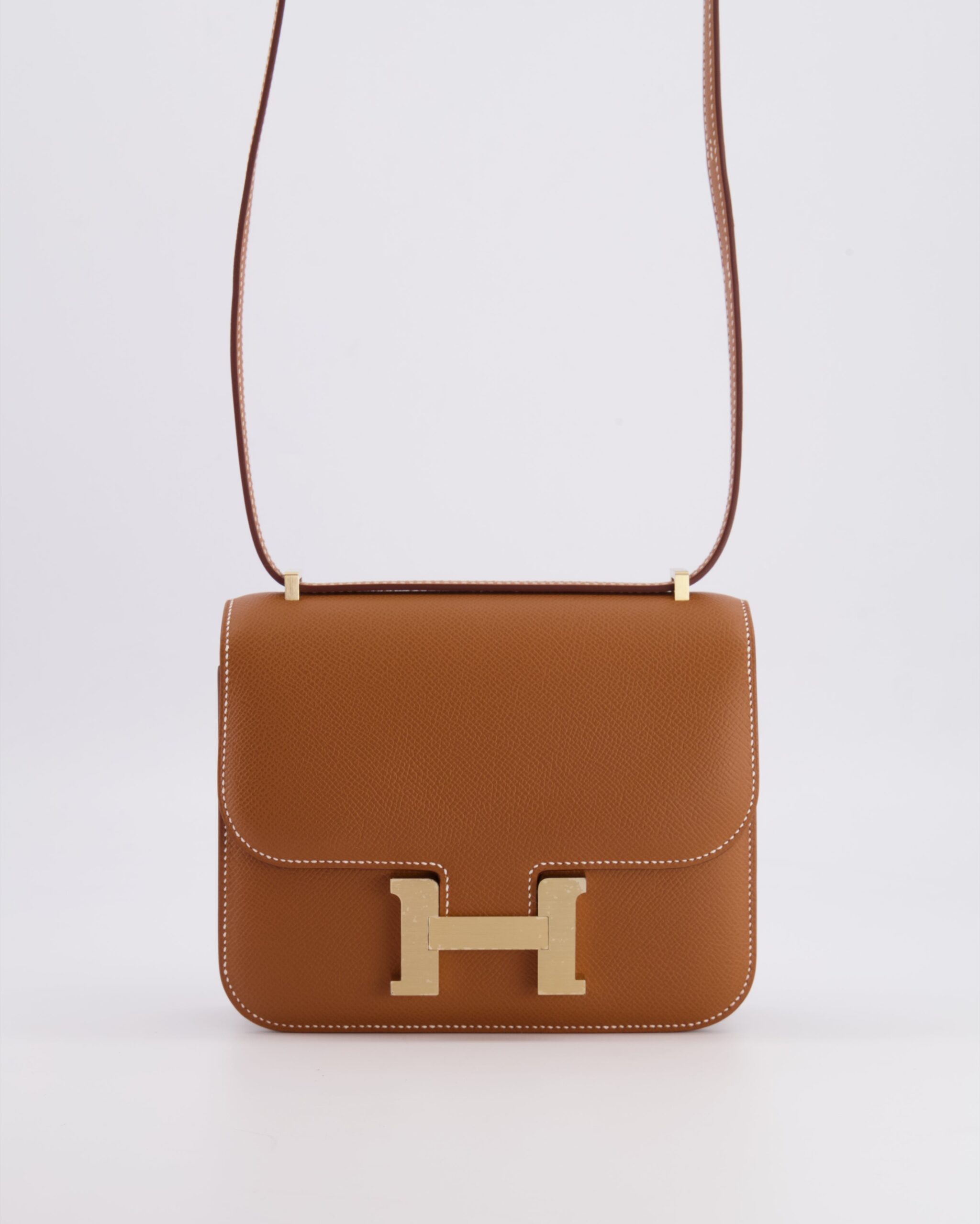 *RARE* Hermes Constance III 18 Miroir Bag en cuir Gold Epsom avec quincaillerie Brushed Permabrass