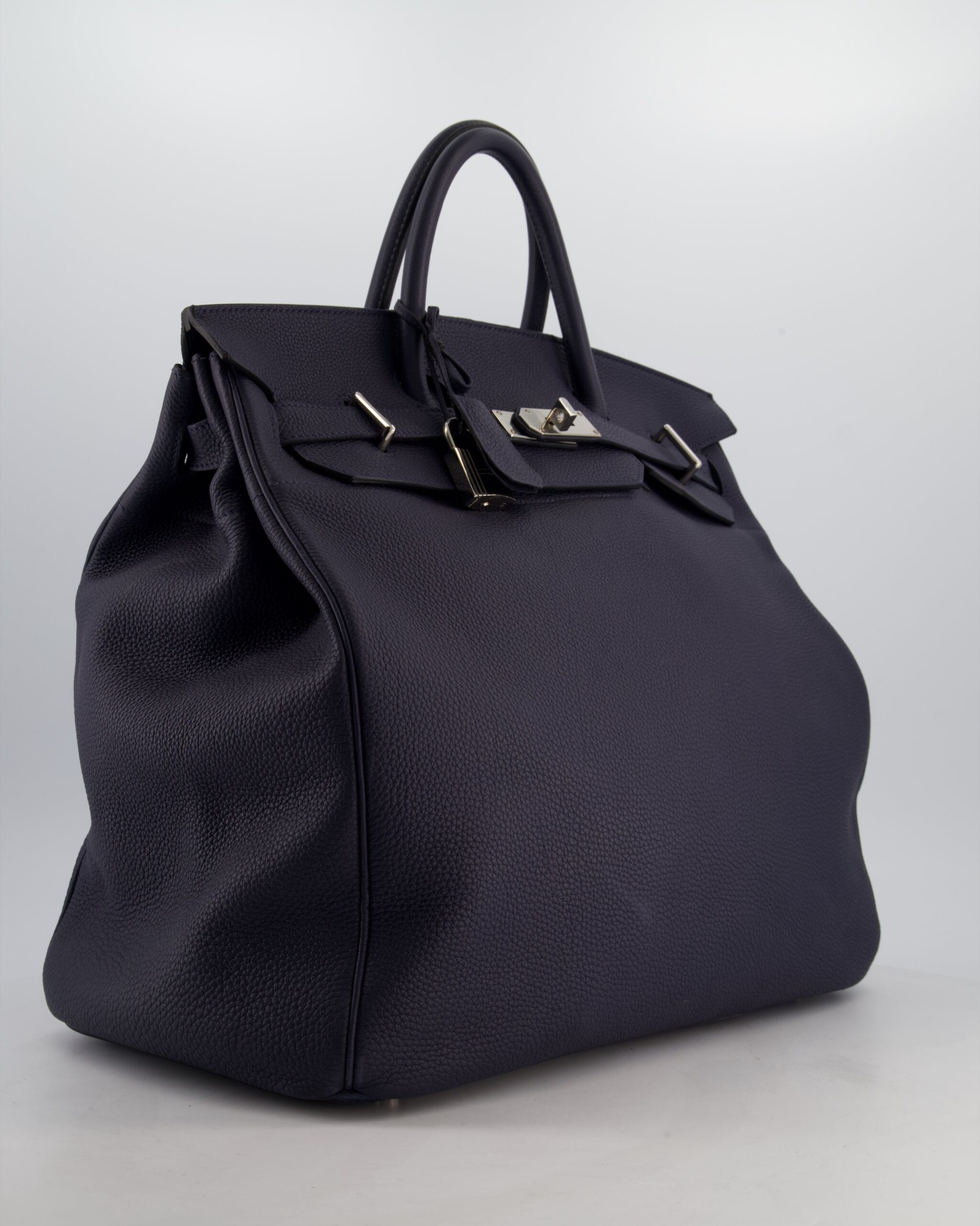 *RARE* Hermes HAC Bag 40 in Bleu Abysse Togo Leather With Palladium Hardware