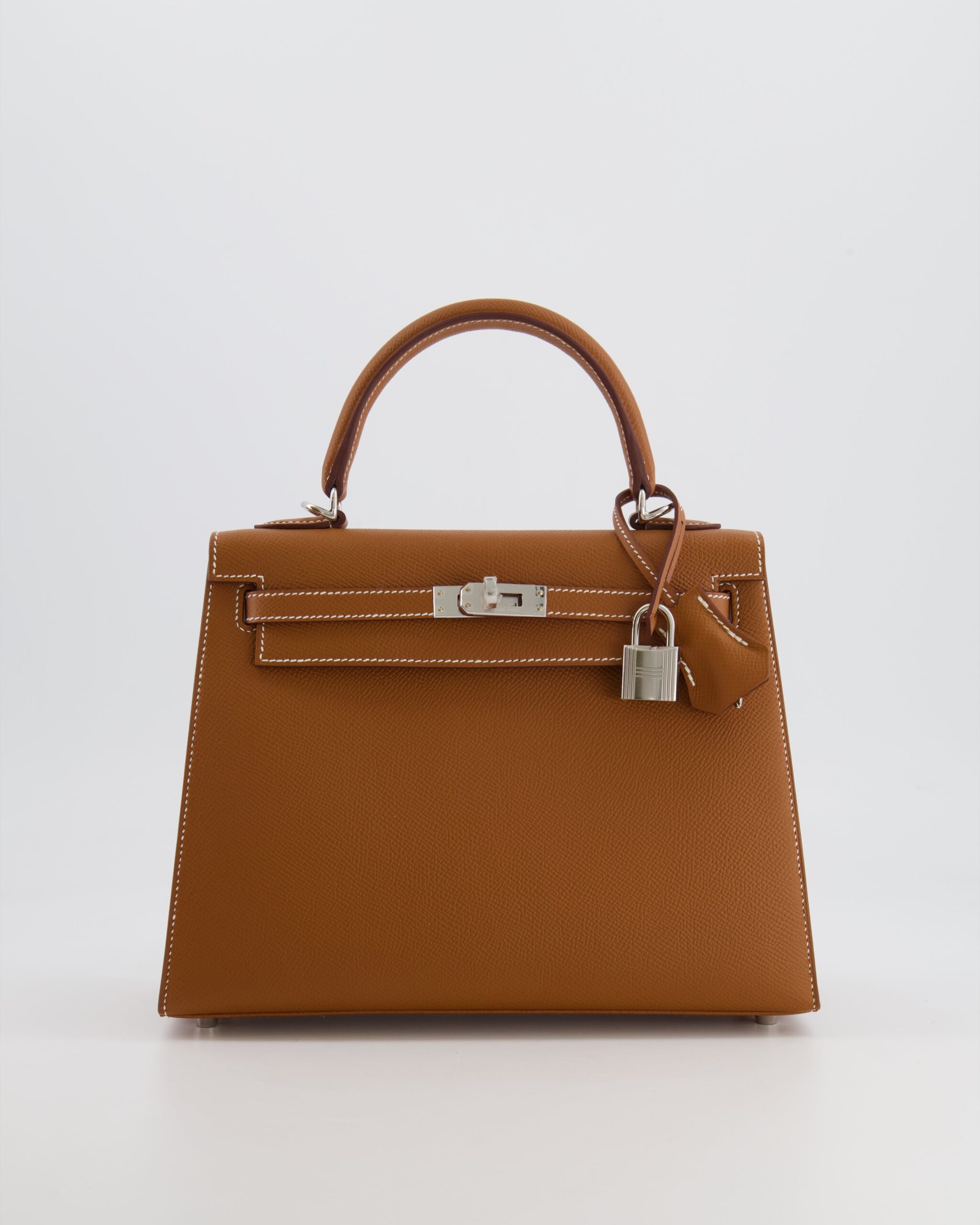 Hermes Kelly 25 Sellier Bag in Gold Epsom Leather with Palladium Hardware