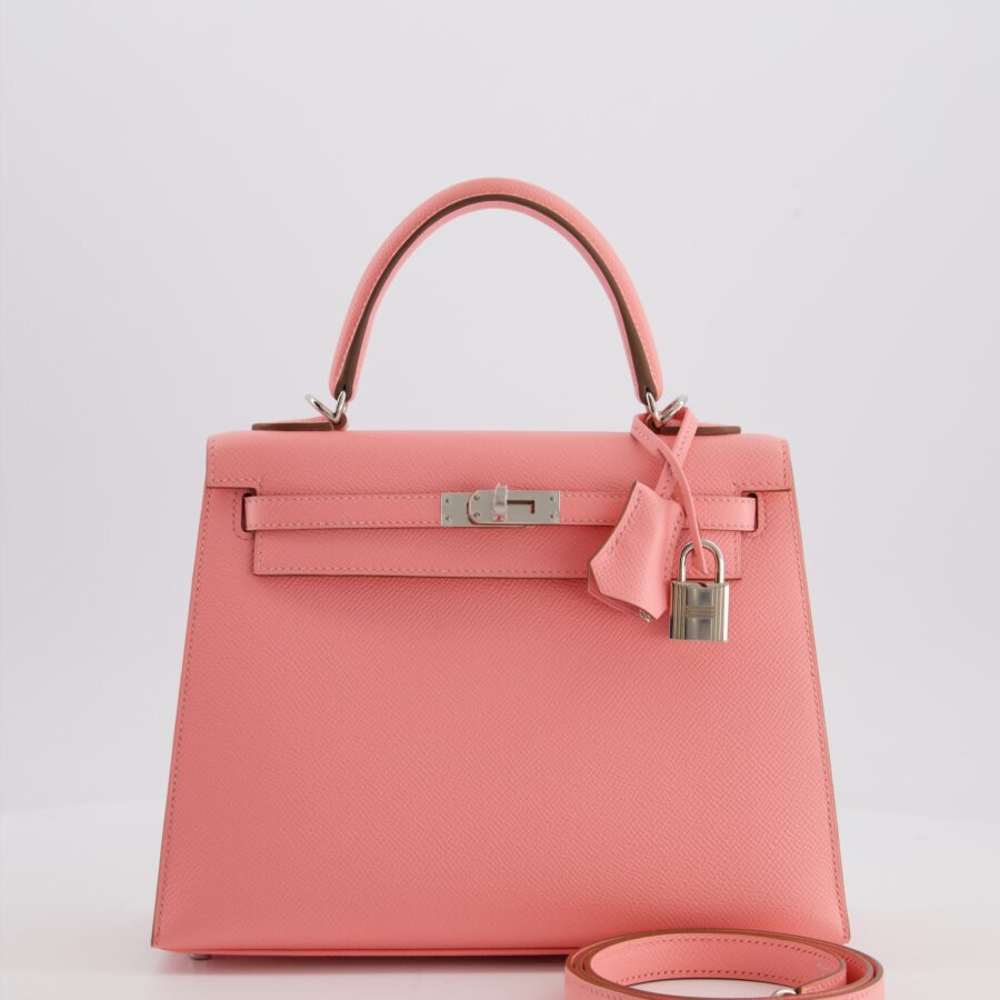 *RARE* Hermes Kelly 25 Sellier Bag in Rose Confetti in Epsom Leather with Palladium Hardware | Studio Nafay