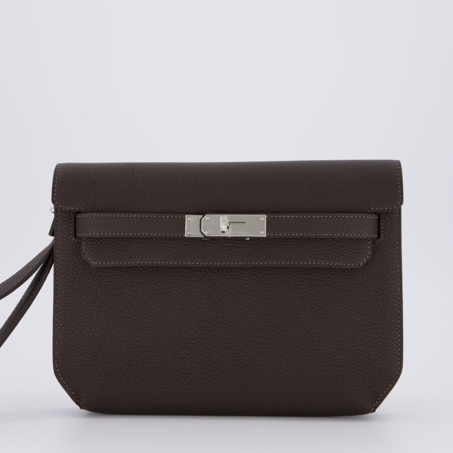 *RARE* Hermes Kelly Depeches 25 Bag in Bai Brun Togo Leather with Palladium Hardware | Studio Nafay