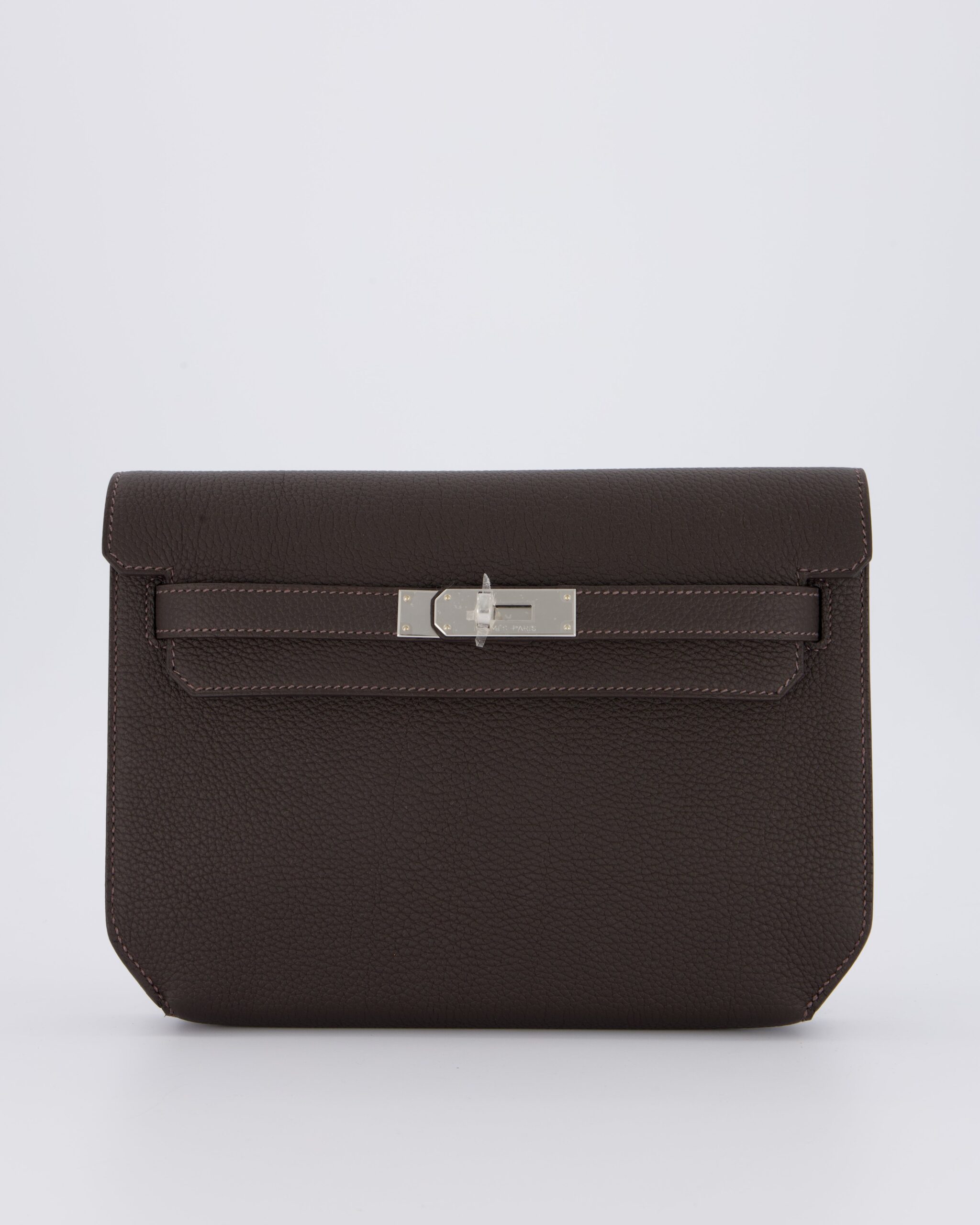 *RARE* Hermes Kelly Depeches 25 Borsa a mano in pelle Togo Bai Brun con Hardware in palladio