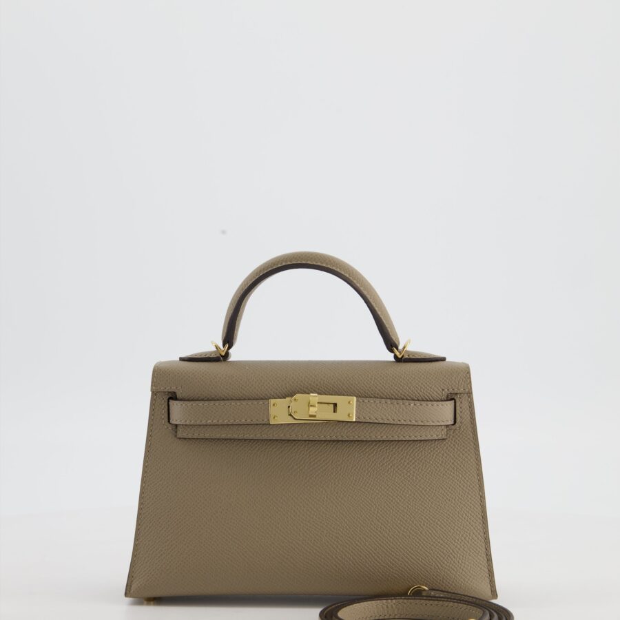 *SUPER RARE* Hermes HSS Mini Kelly II 20 Bag in Gris Tourterelle & Gris Perle Interior Epsom Leather with Permabrass Hardware | Studio Nafay