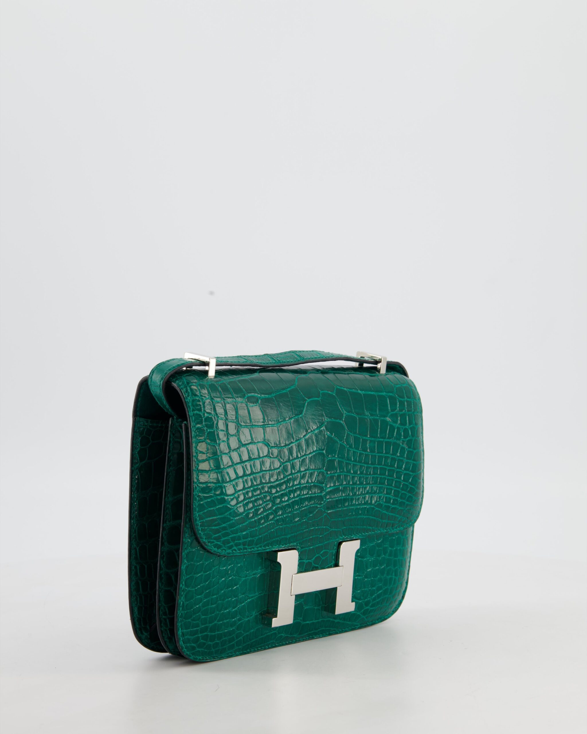 *HOT* Hermes Constance 18 Borsa a mano in Vert Bosphore Crocodile Porosus con Hardware in palladio