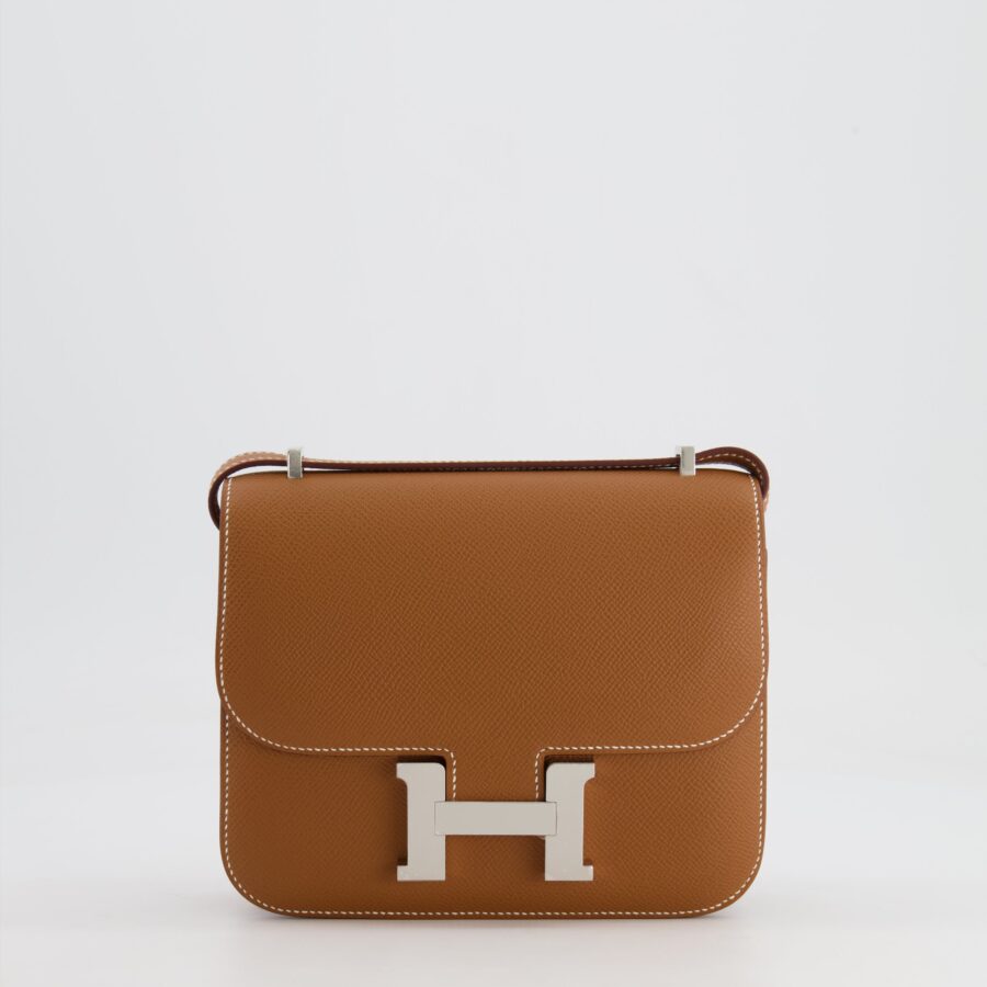 *HOT* Hermes Constance III 18 Miroir سلة التسوق in Gold Epsom Leather with Palladium Hardware | Studio Nafay