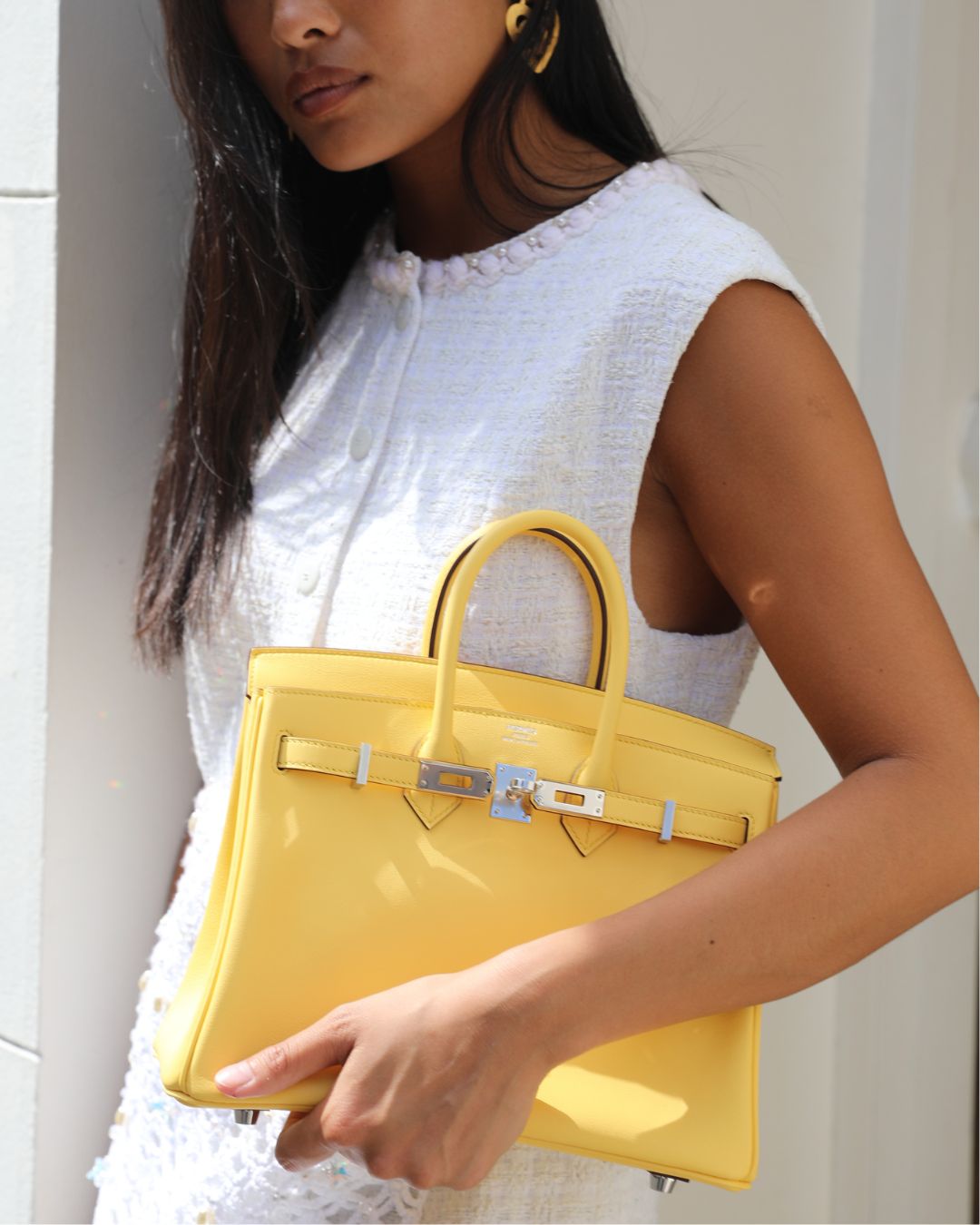 *RARE COLOUR* Hermes Birkin 25 Retourne Bag in Jaune Mango Swift Leather with Palladium Hardware