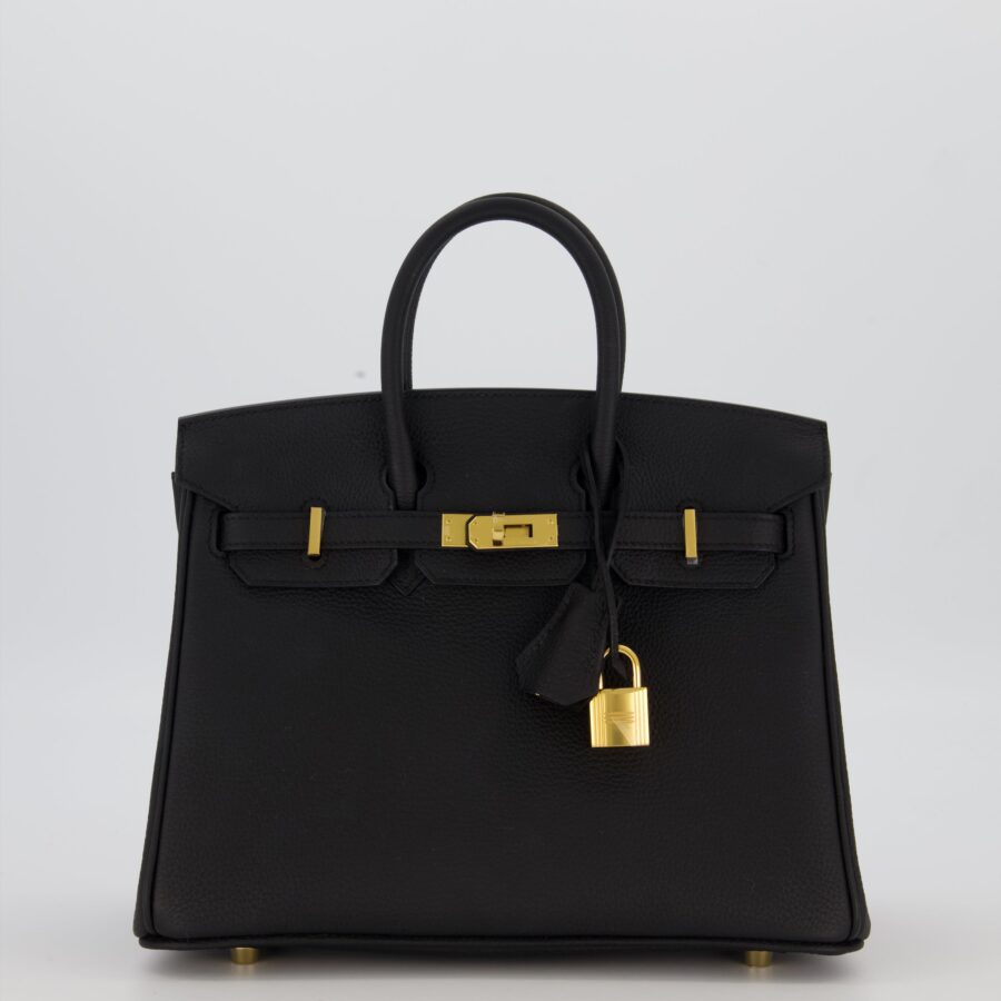 *RARE* Hermes Birkin 25 Retourne Bag in Noir Togo Leather with Gold Hardware | Studio Nafay
