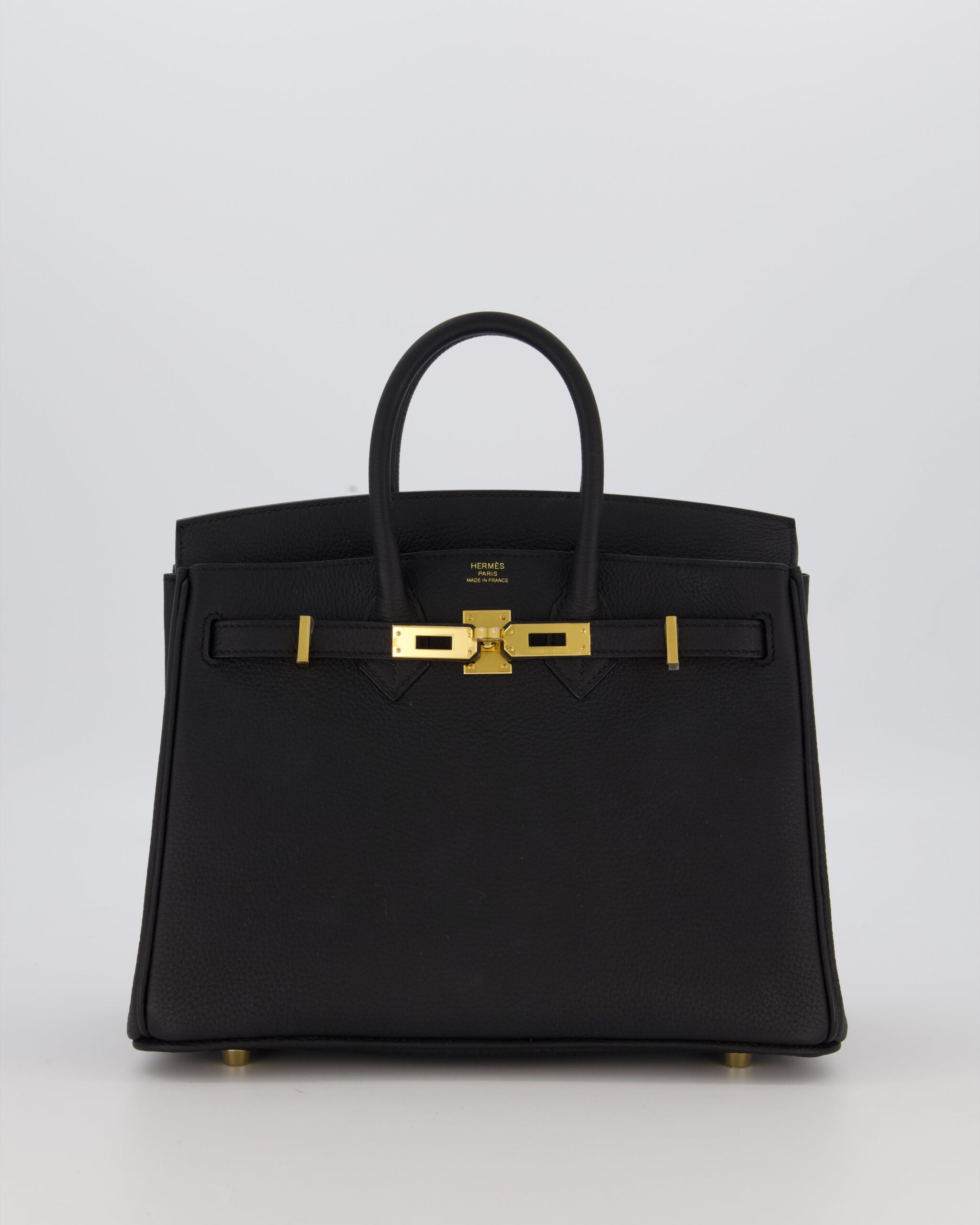 *RARE* Hermes Birkin 25 Retourne Bag in Noir Togo Leather with Gold Hardware