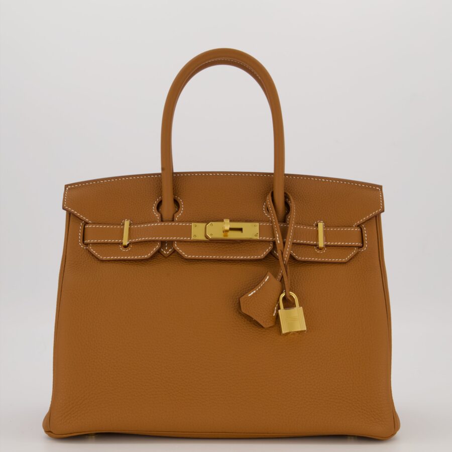 *RARE* Hermes Birkin 30 Retourne Bag in Gold Togo Leather With Gold Hardware | Studio Nafay